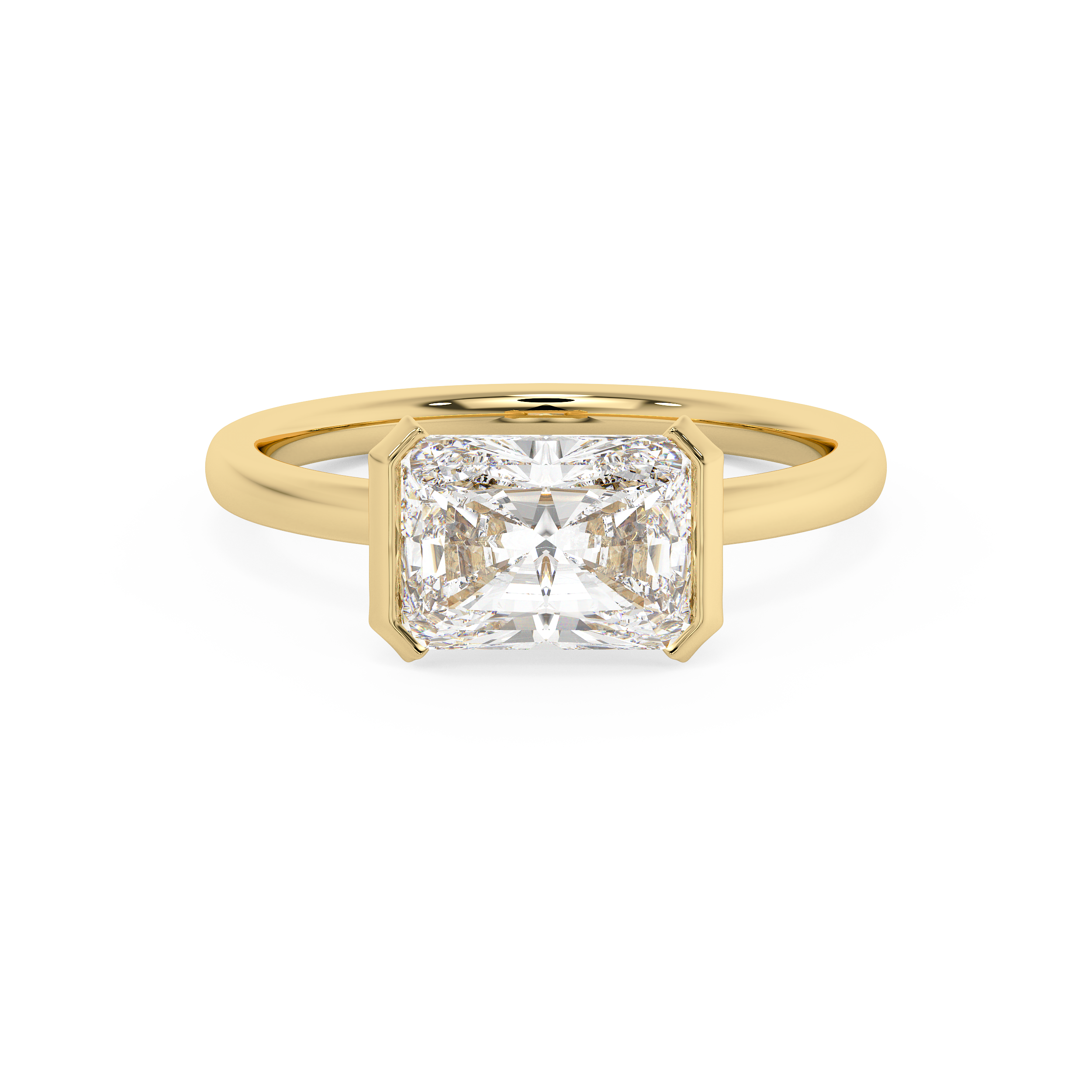 Radiant Half Bezel Lab Grown Diamond Engagement Ring