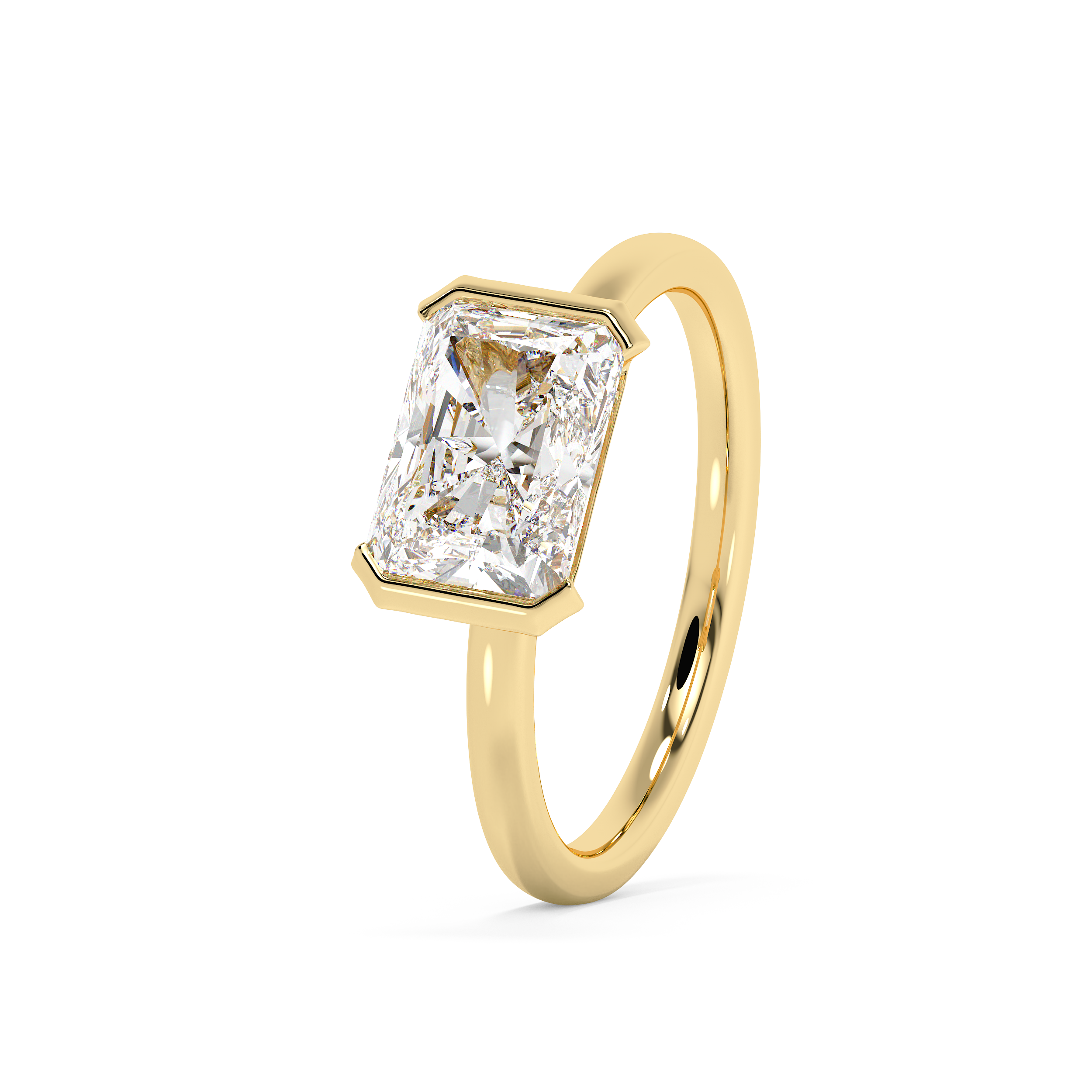 Radiant Half Bezel Lab Grown Diamond Engagement Ring
