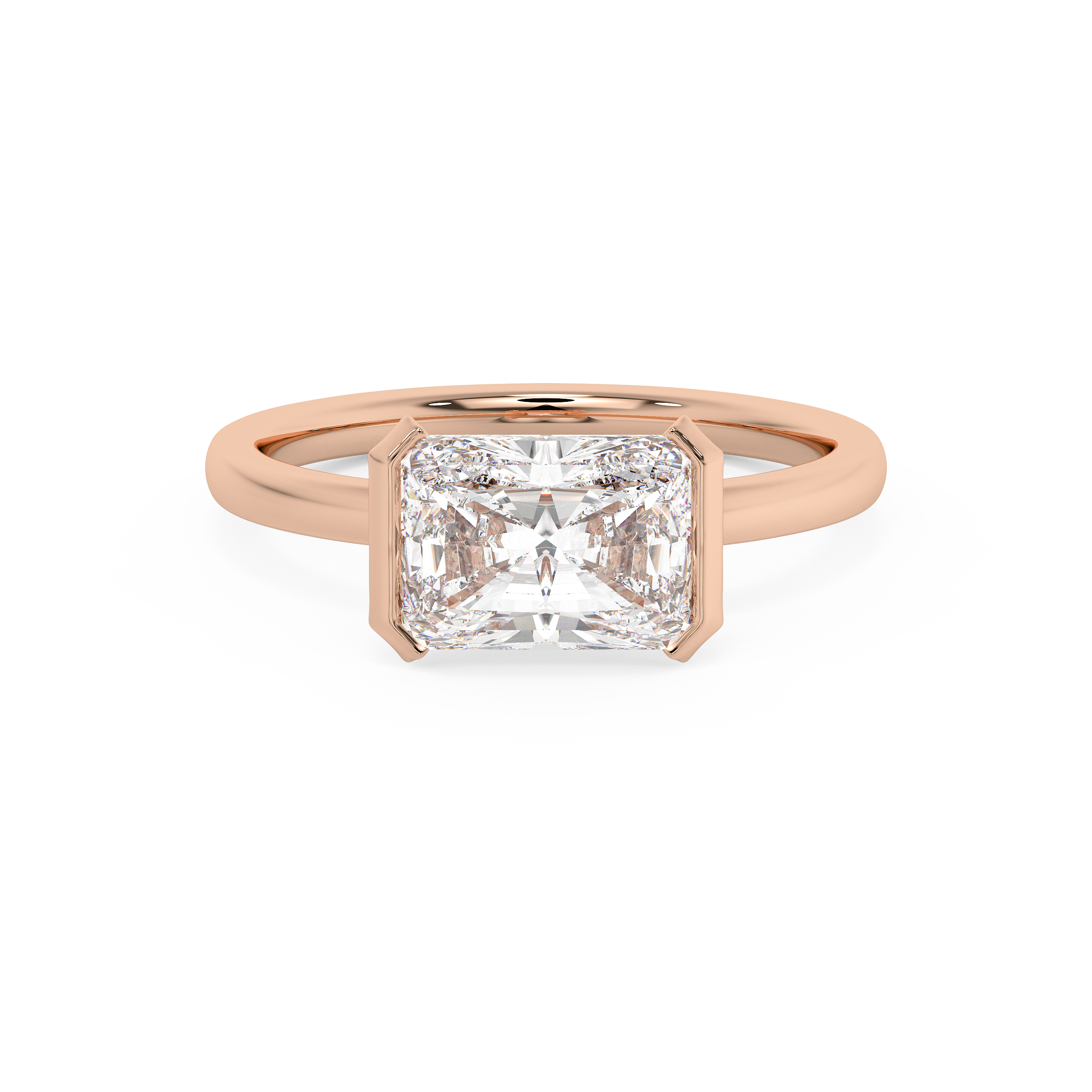 Radiant Half Bezel Lab Grown Diamond Engagement Ring