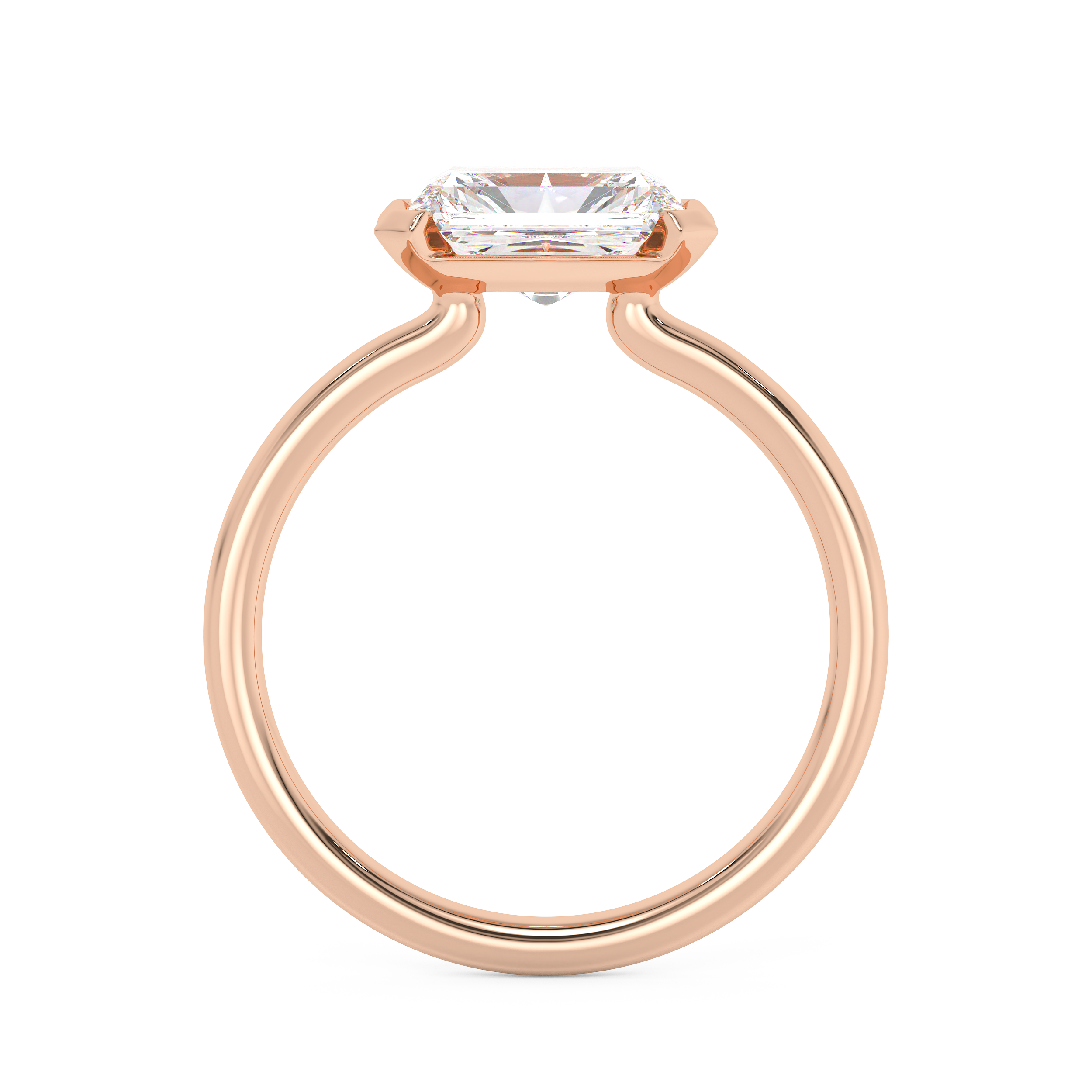 Radiant Half Bezel Lab Grown Diamond Engagement Ring