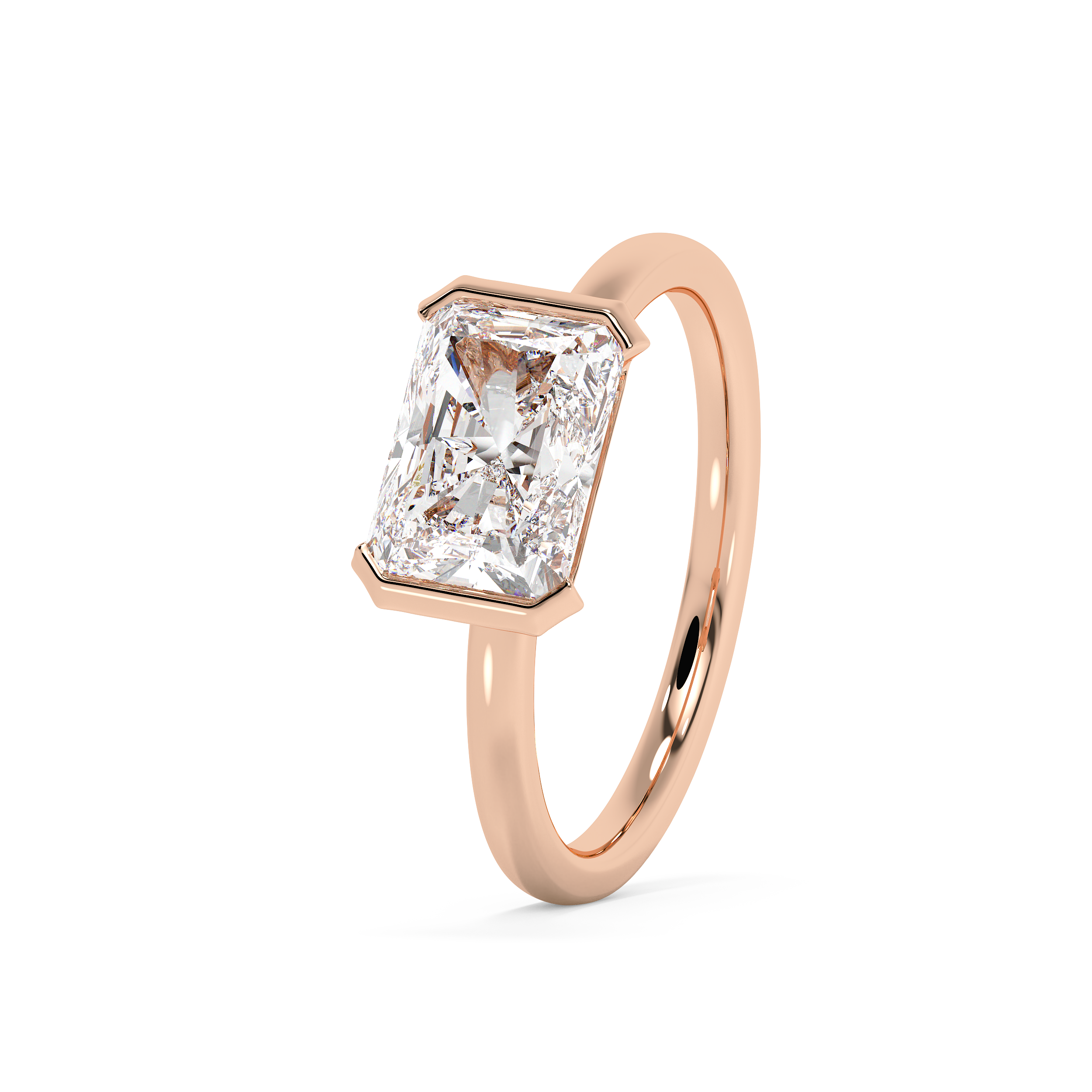 Radiant Half Bezel Lab Grown Diamond Engagement Ring