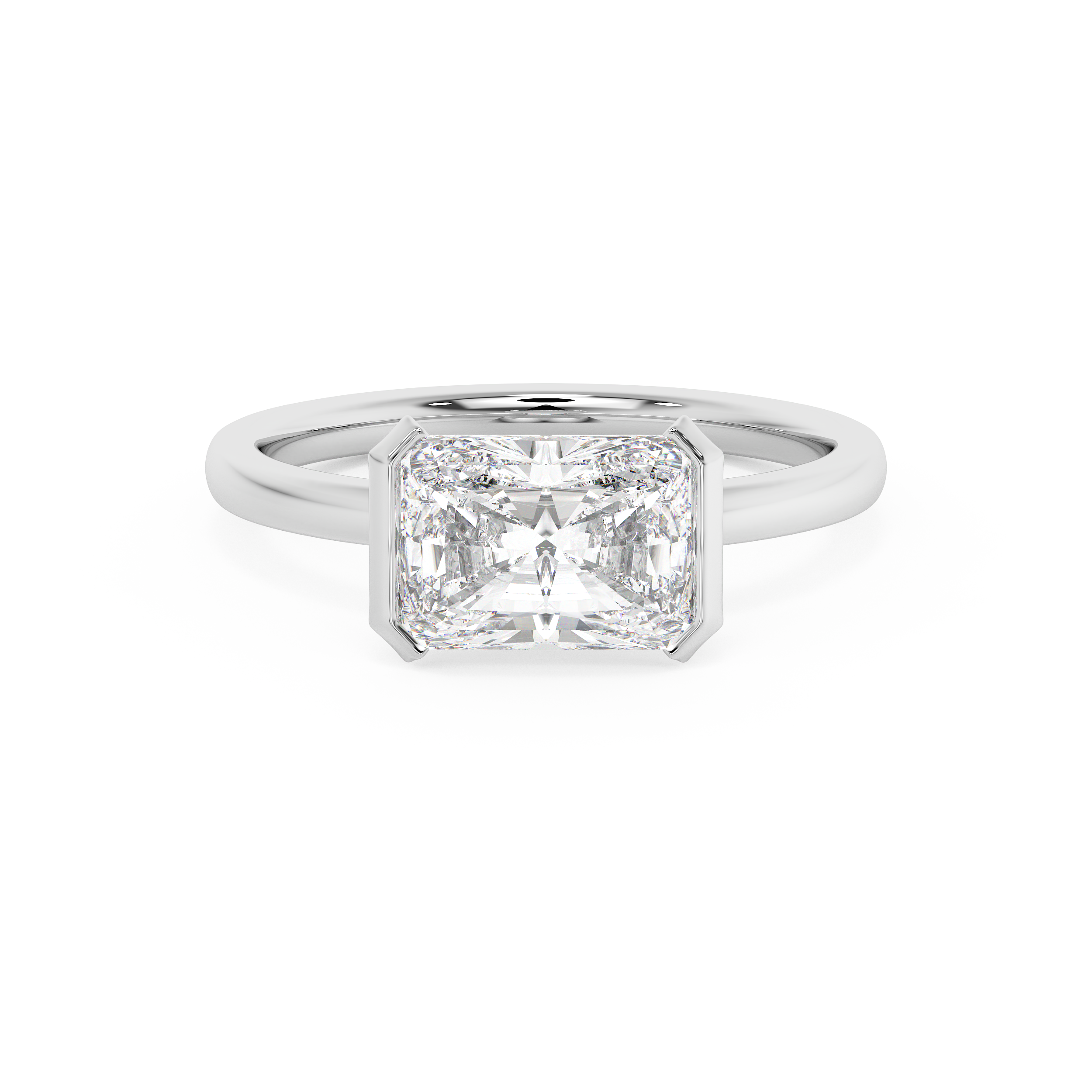 Radiant Half Bezel Lab Grown Diamond Engagement Ring