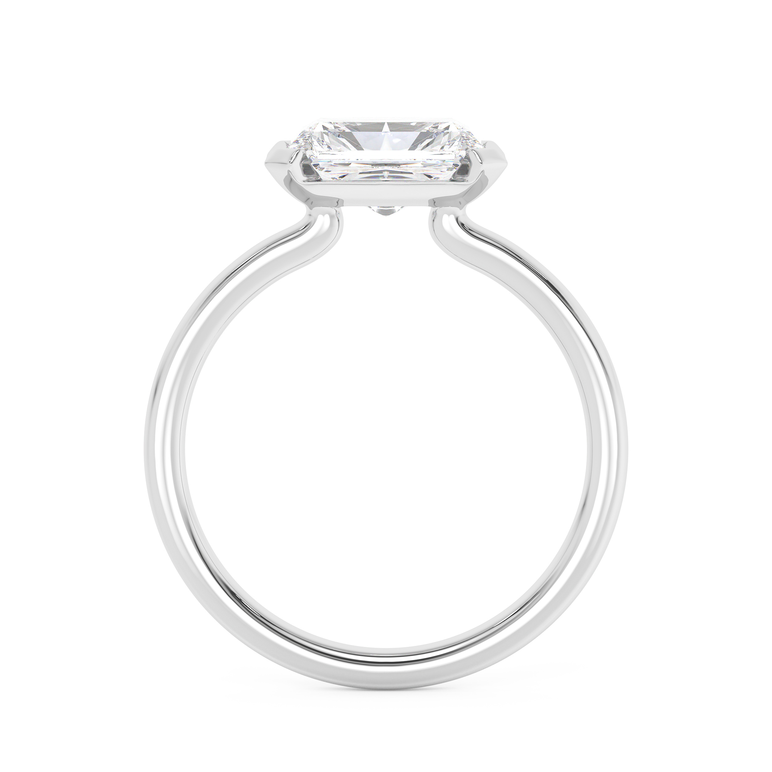 Radiant Half Bezel Lab Grown Diamond Engagement Ring