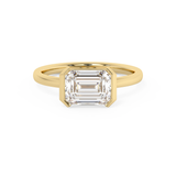 Emerald Half Bezel Lab Grown Diamond Engagement Ring