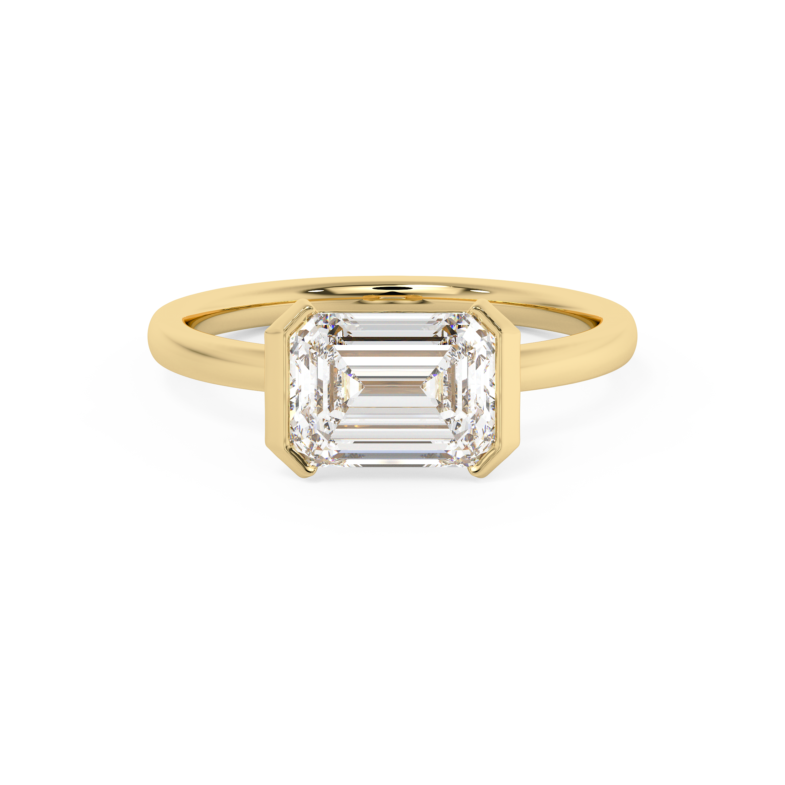 Emerald Half Bezel Lab Grown Diamond Engagement Ring