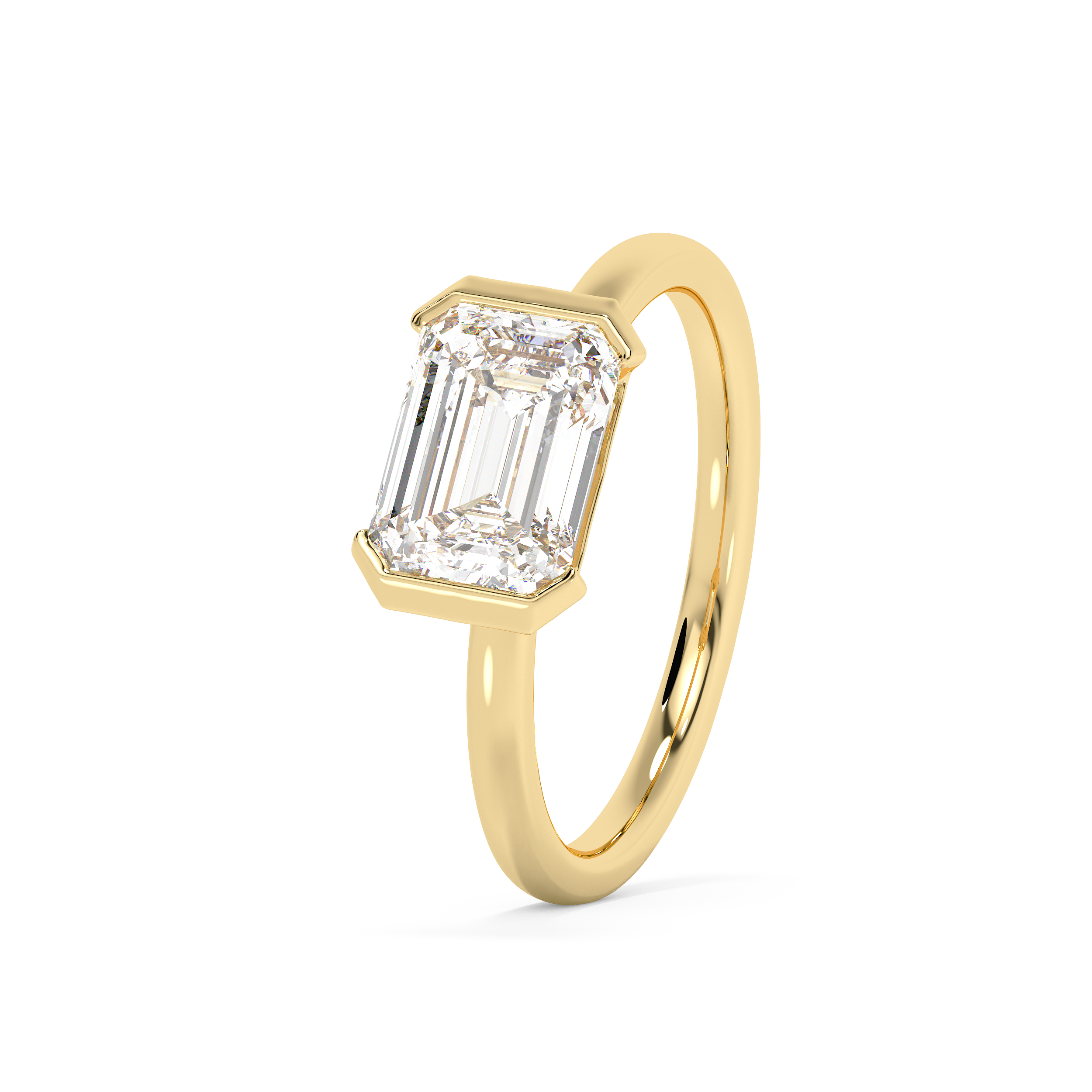 Emerald Half Bezel Lab Grown Diamond Engagement Ring