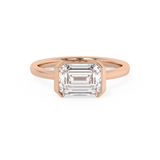 Emerald Half Bezel Lab Grown Diamond Engagement Ring