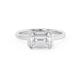 Emerald Half Bezel Lab Grown Diamond Engagement Ring