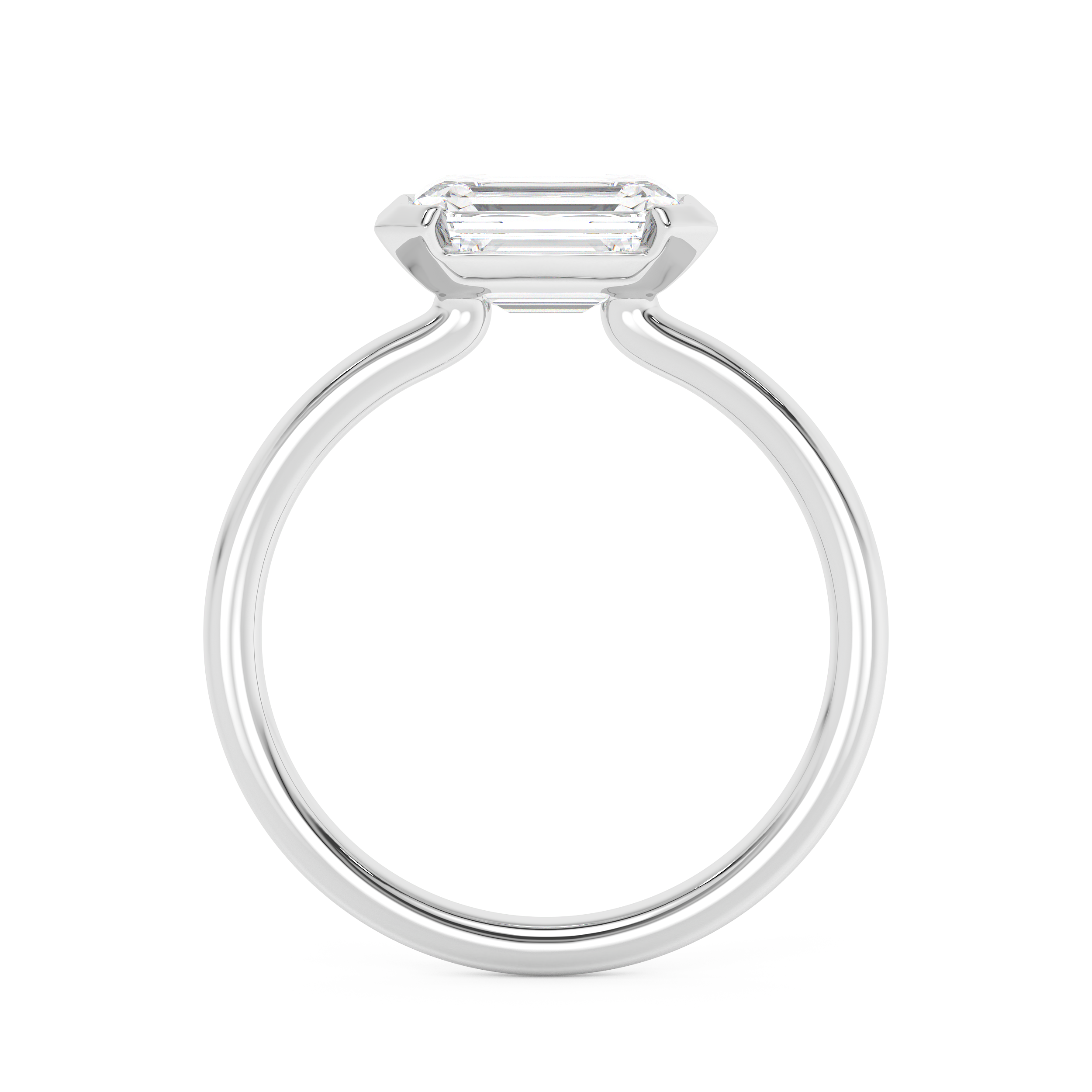 Emerald Half Bezel Lab Grown Diamond Engagement Ring