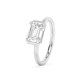 Emerald Half Bezel Lab Grown Diamond Engagement Ring