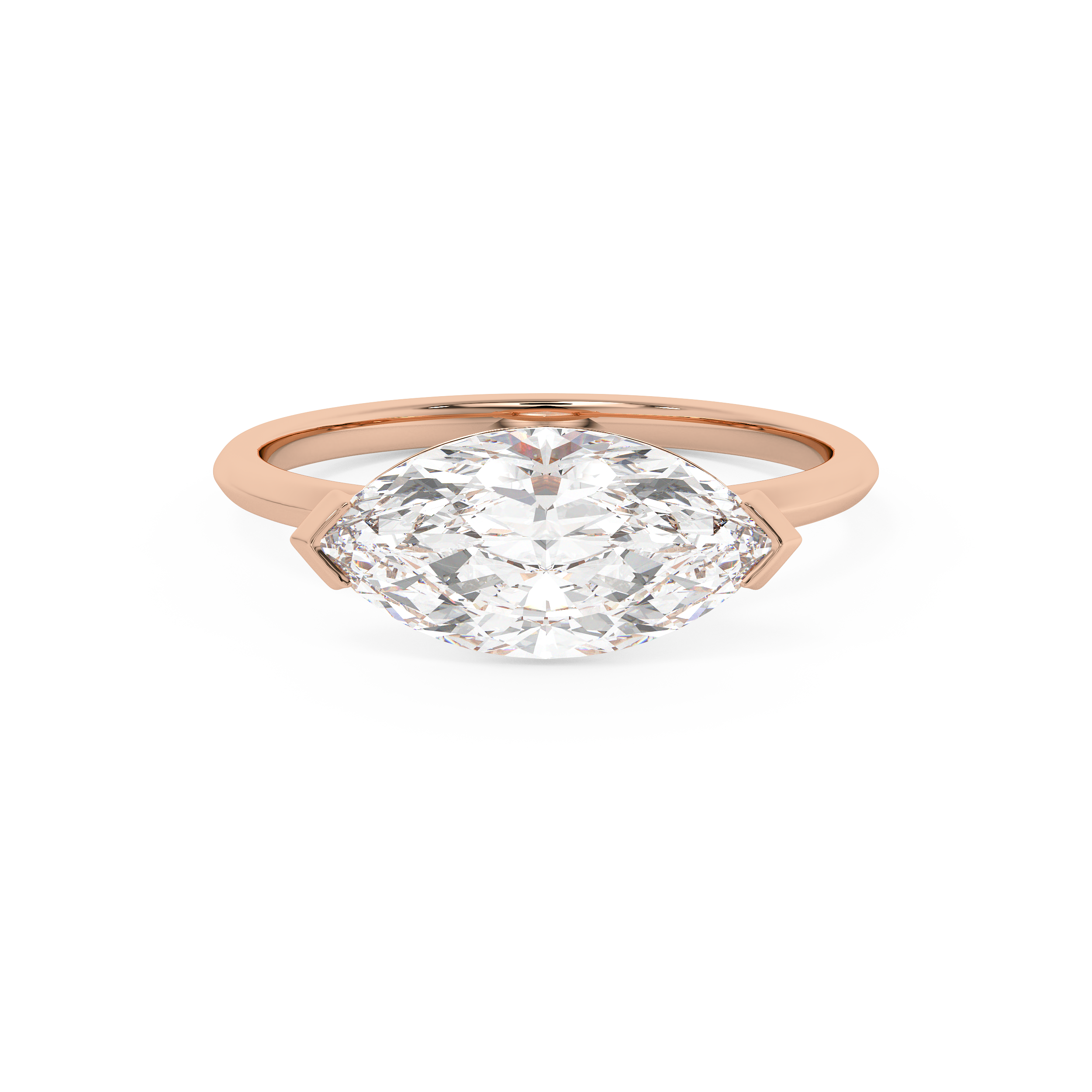 East West Marquise Solitaire Lab Grown Diamond Engagement Ring