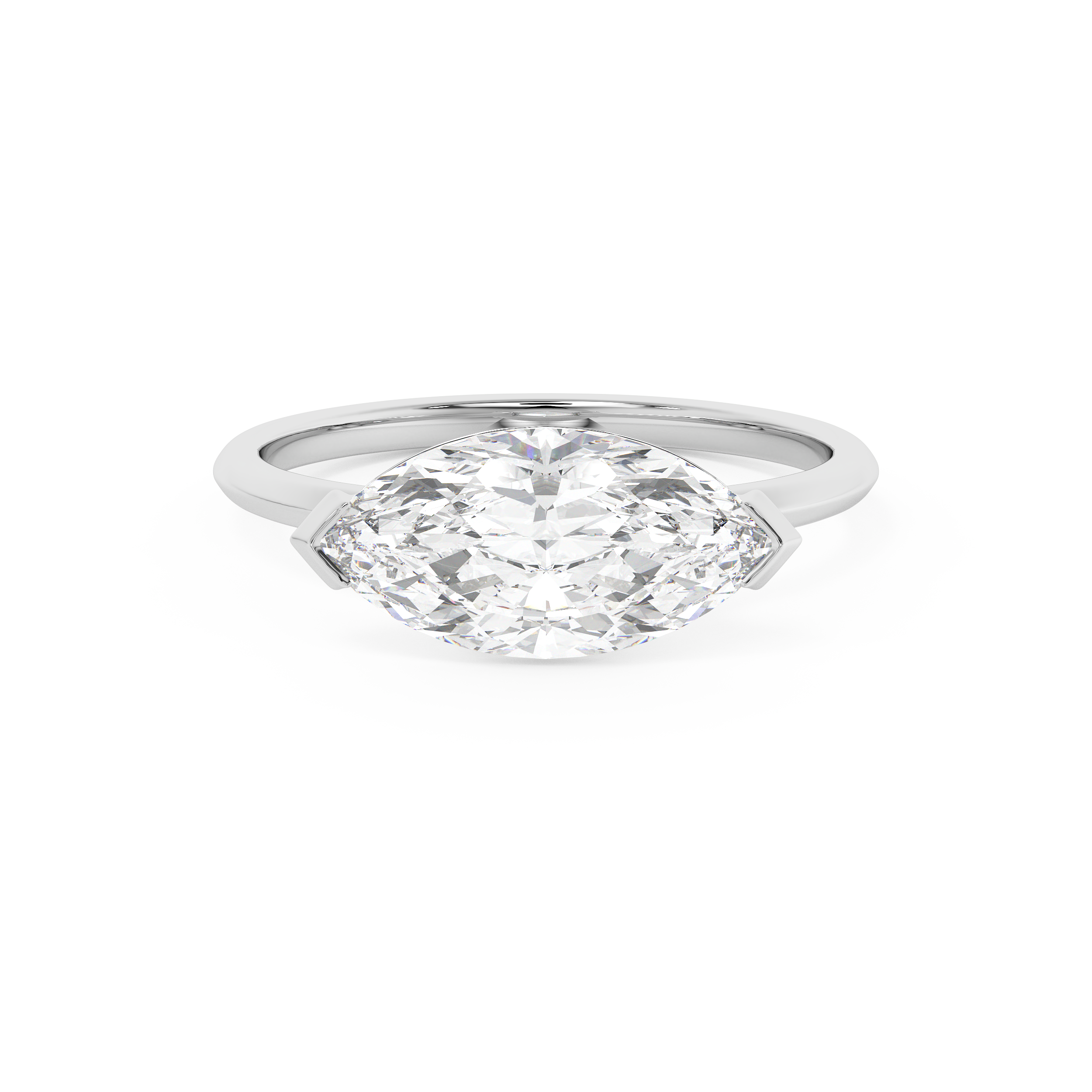 East West Marquise Solitaire Lab Grown Diamond Engagement Ring