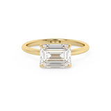 East West Emerald Solitaire Lab Grown Diamond Engagement Ring