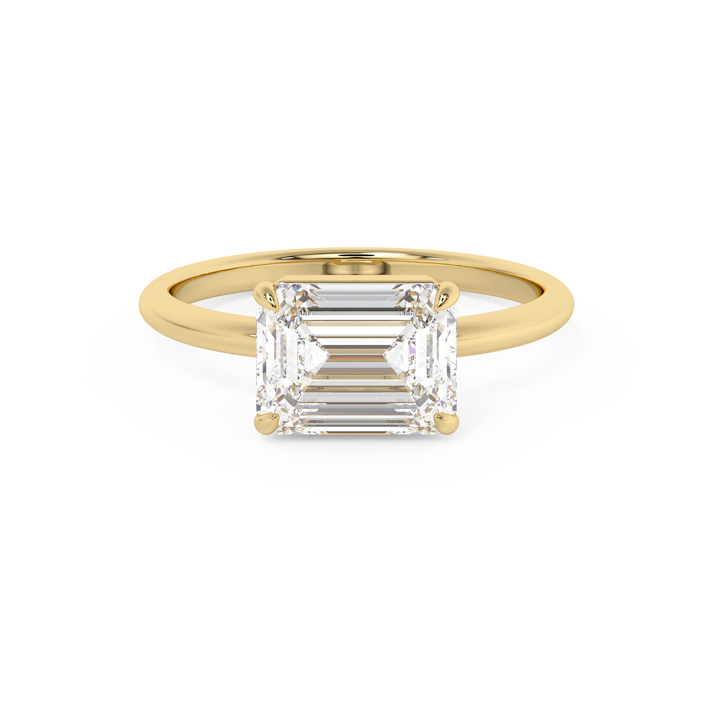East West Emerald Solitaire Lab Grown Diamond Engagement Ring