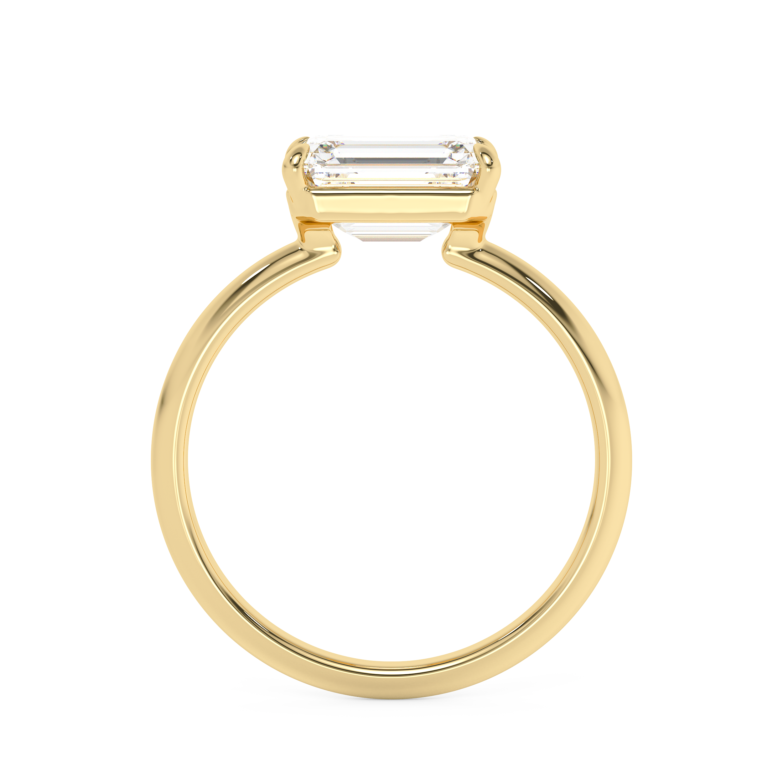 East West Emerald Solitaire Lab Grown Diamond Engagement Ring
