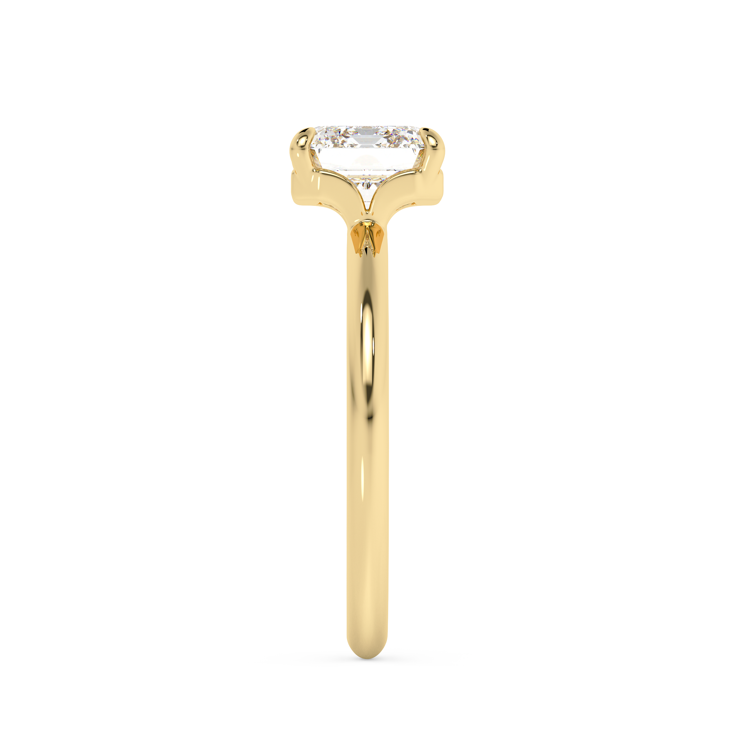 East West Emerald Solitaire Lab Grown Diamond Engagement Ring