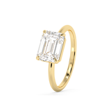East West Emerald Solitaire Lab Grown Diamond Engagement Ring