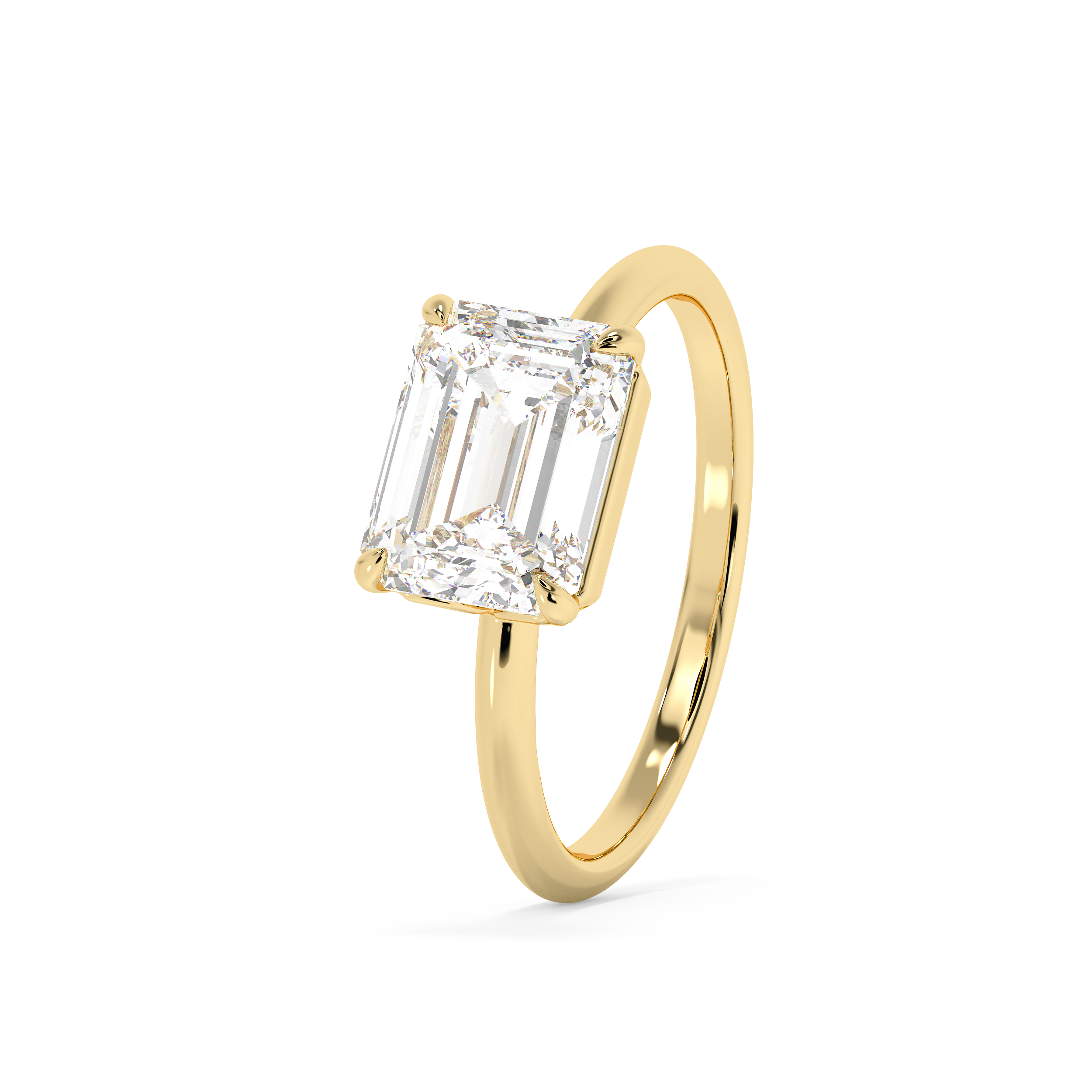 East West Emerald Solitaire Lab Grown Diamond Engagement Ring