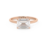East West Emerald Solitaire Lab Grown Diamond Engagement Ring