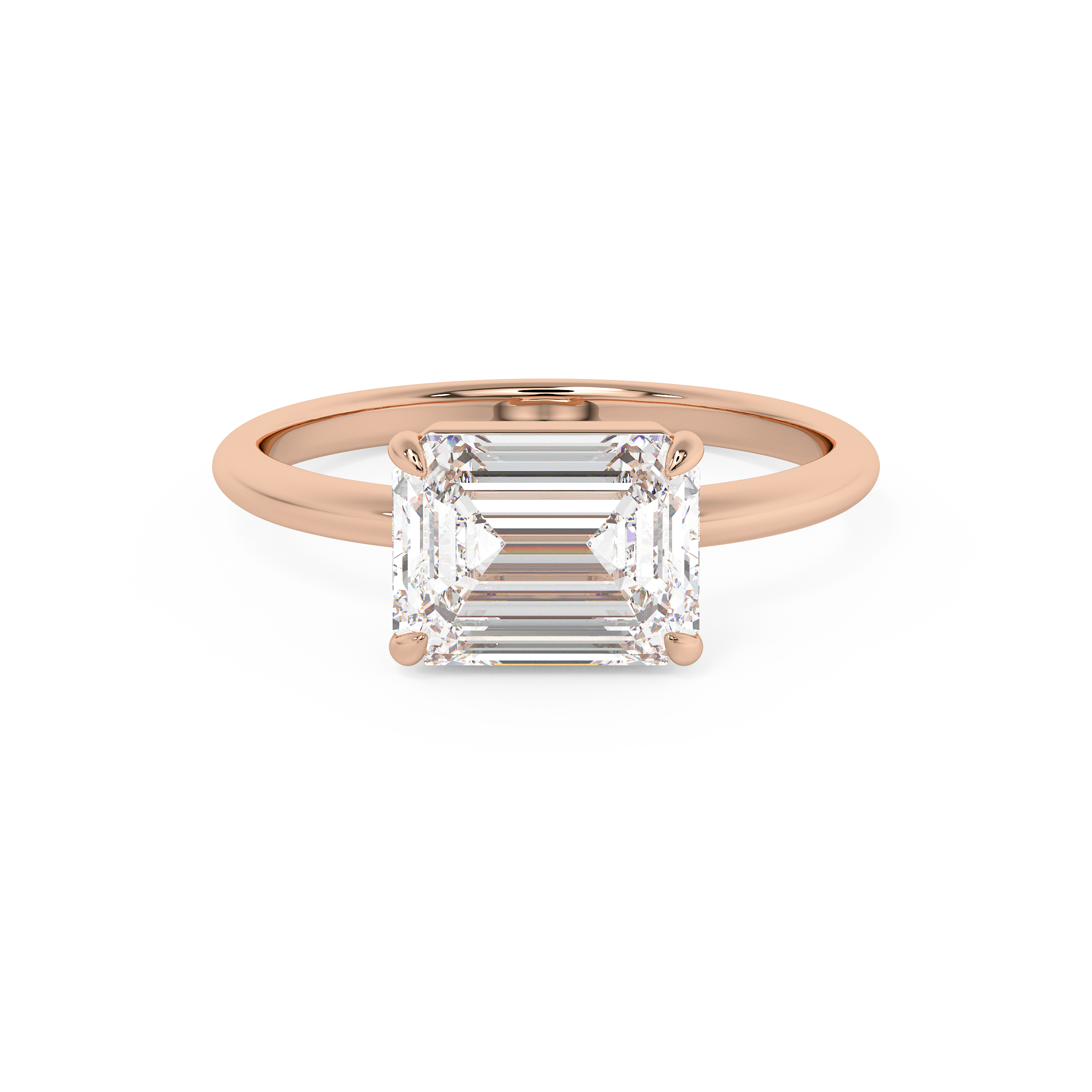 East West Emerald Solitaire Lab Grown Diamond Engagement Ring