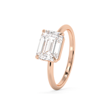 East West Emerald Solitaire Lab Grown Diamond Engagement Ring