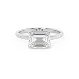 East West Emerald Solitaire Lab Grown Diamond Engagement Ring