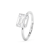 East West Emerald Solitaire Lab Grown Diamond Engagement Ring