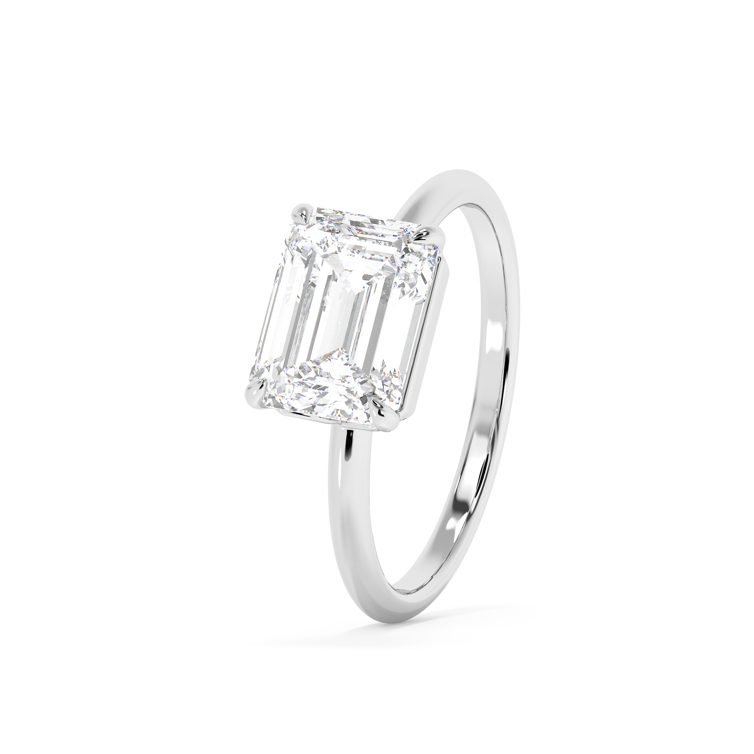East West Emerald Solitaire Lab Grown Diamond Engagement Ring
