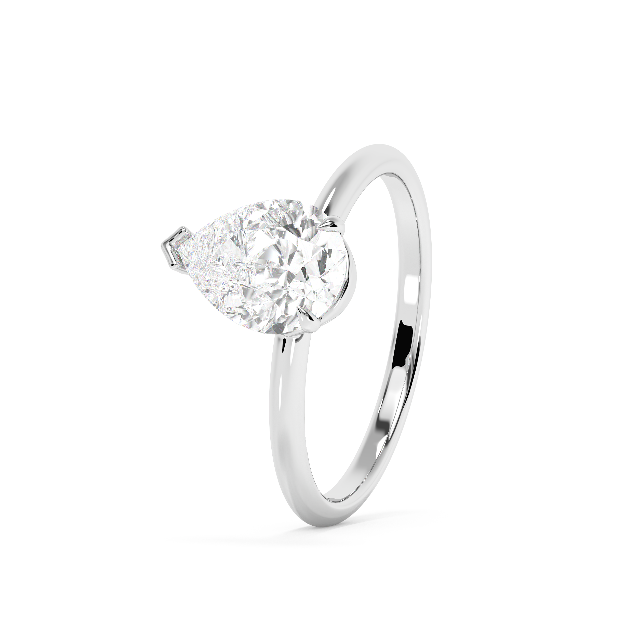 Pear Solitaire Lab Grown Diamond Engagement Ring