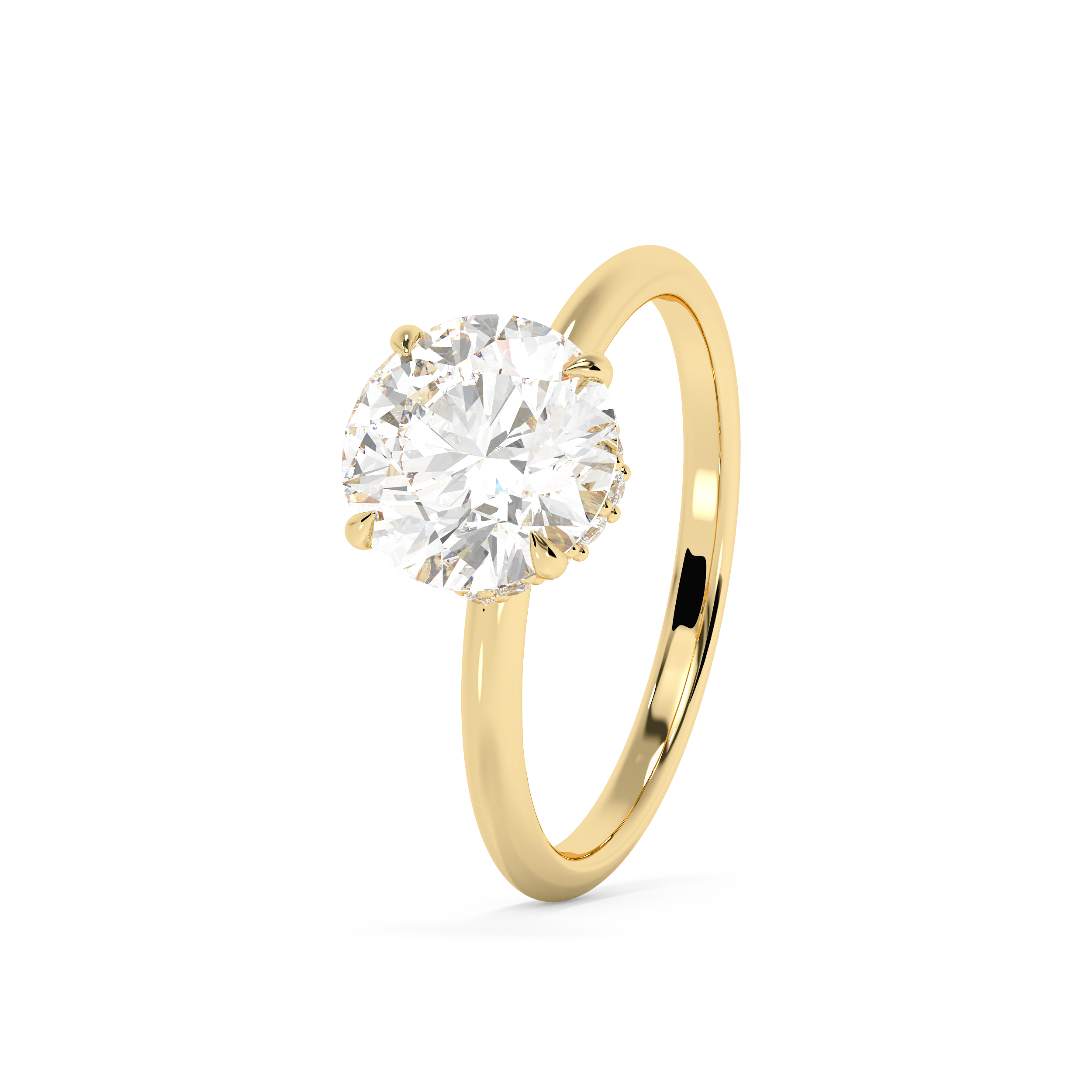 Round Hidden Halo Lab Grown Diamond Engagement Ring