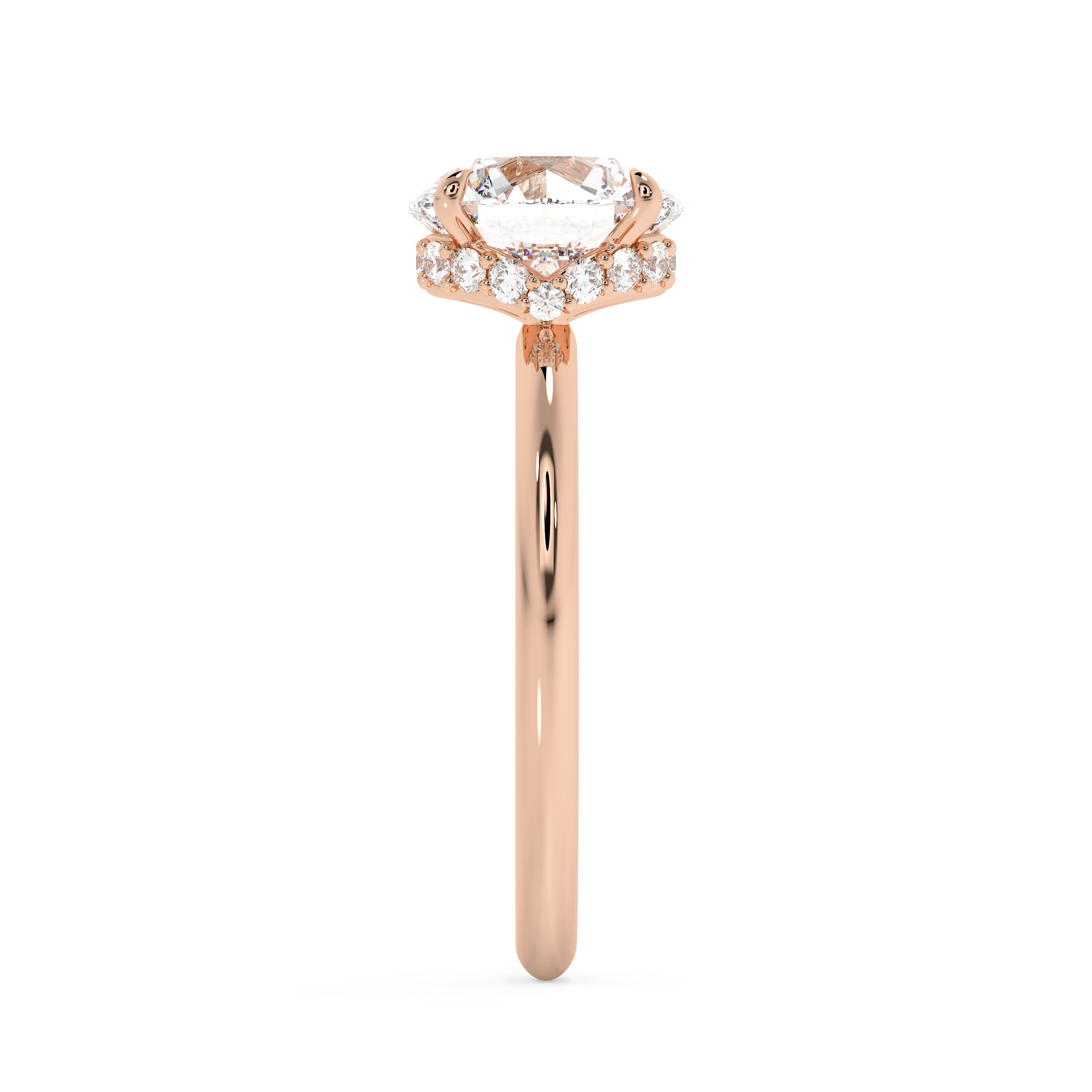 Round Hidden Halo Lab Grown Diamond Engagement Ring