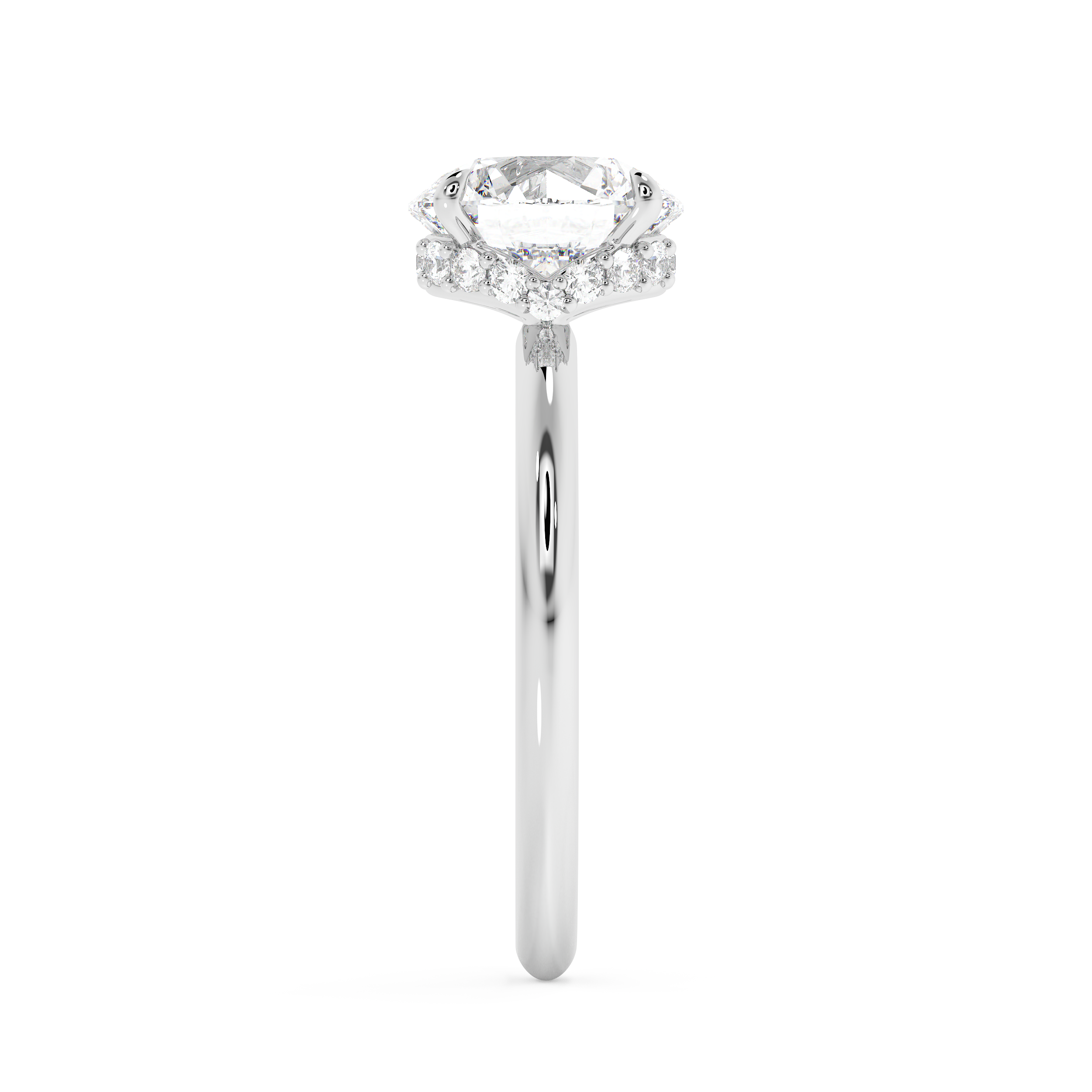 Round Hidden Halo Lab Grown Diamond Engagement Ring
