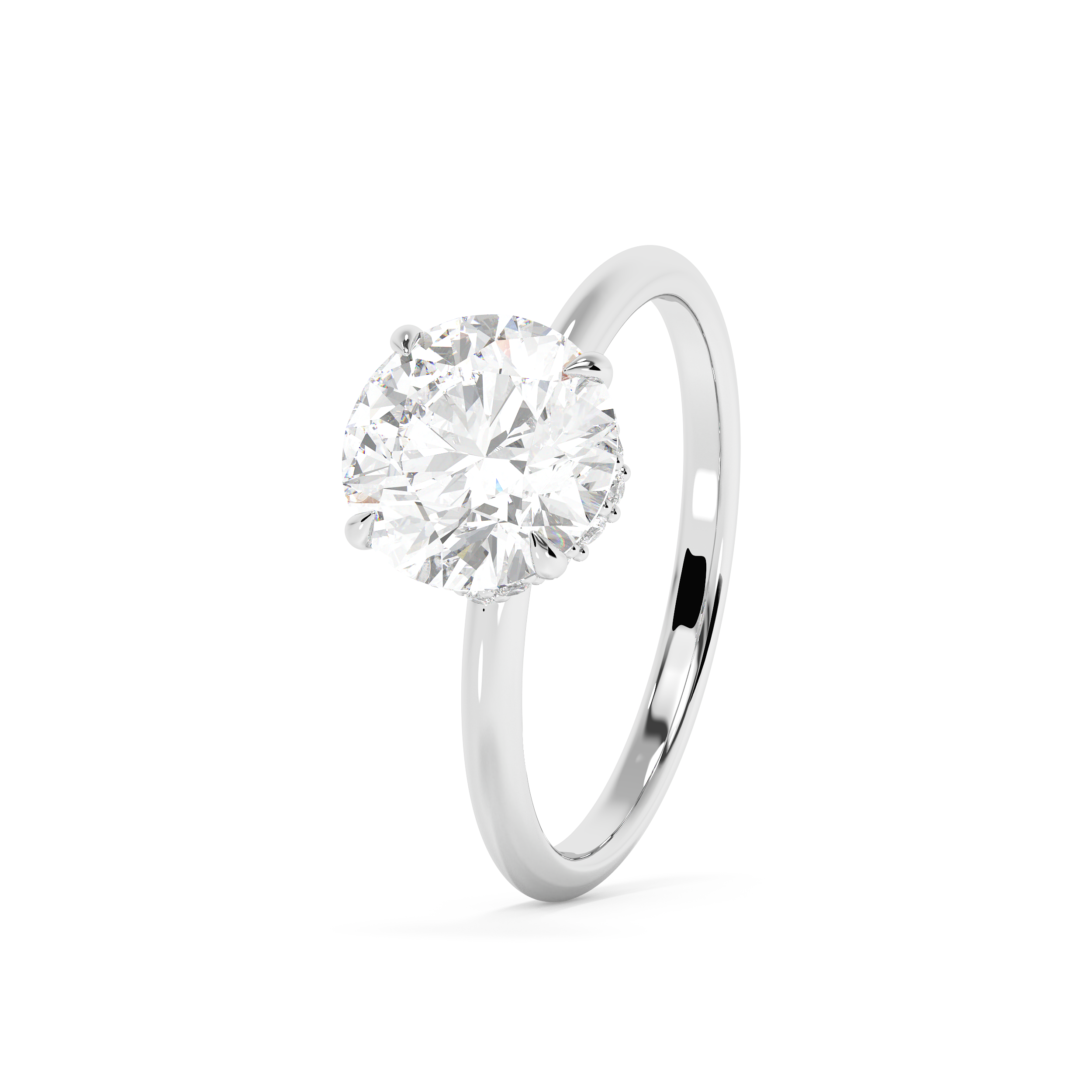 Round Hidden Halo Lab Grown Diamond Engagement Ring