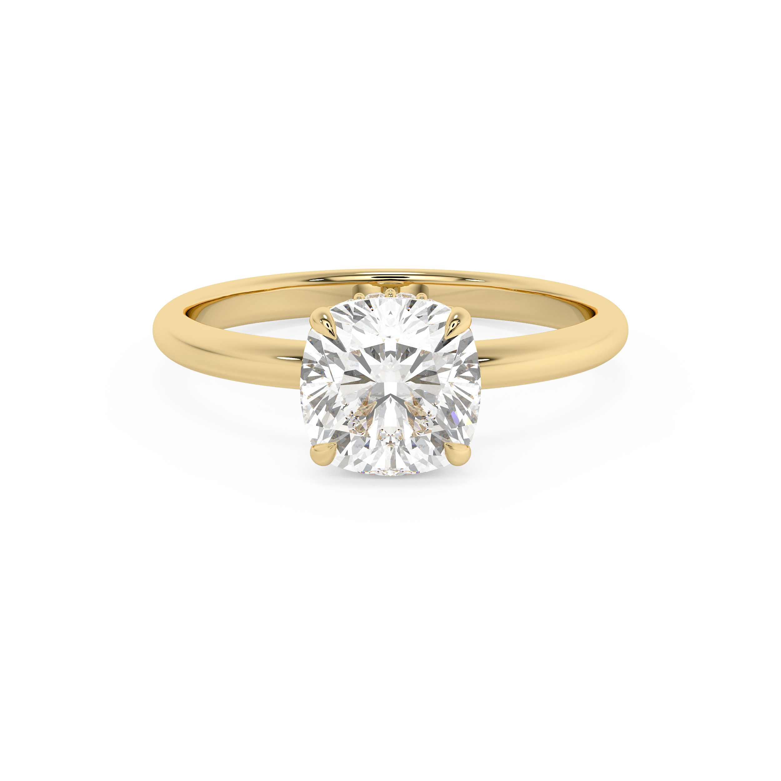 Cushion Hidden Halo Lab Grown Diamond Engagement Ring