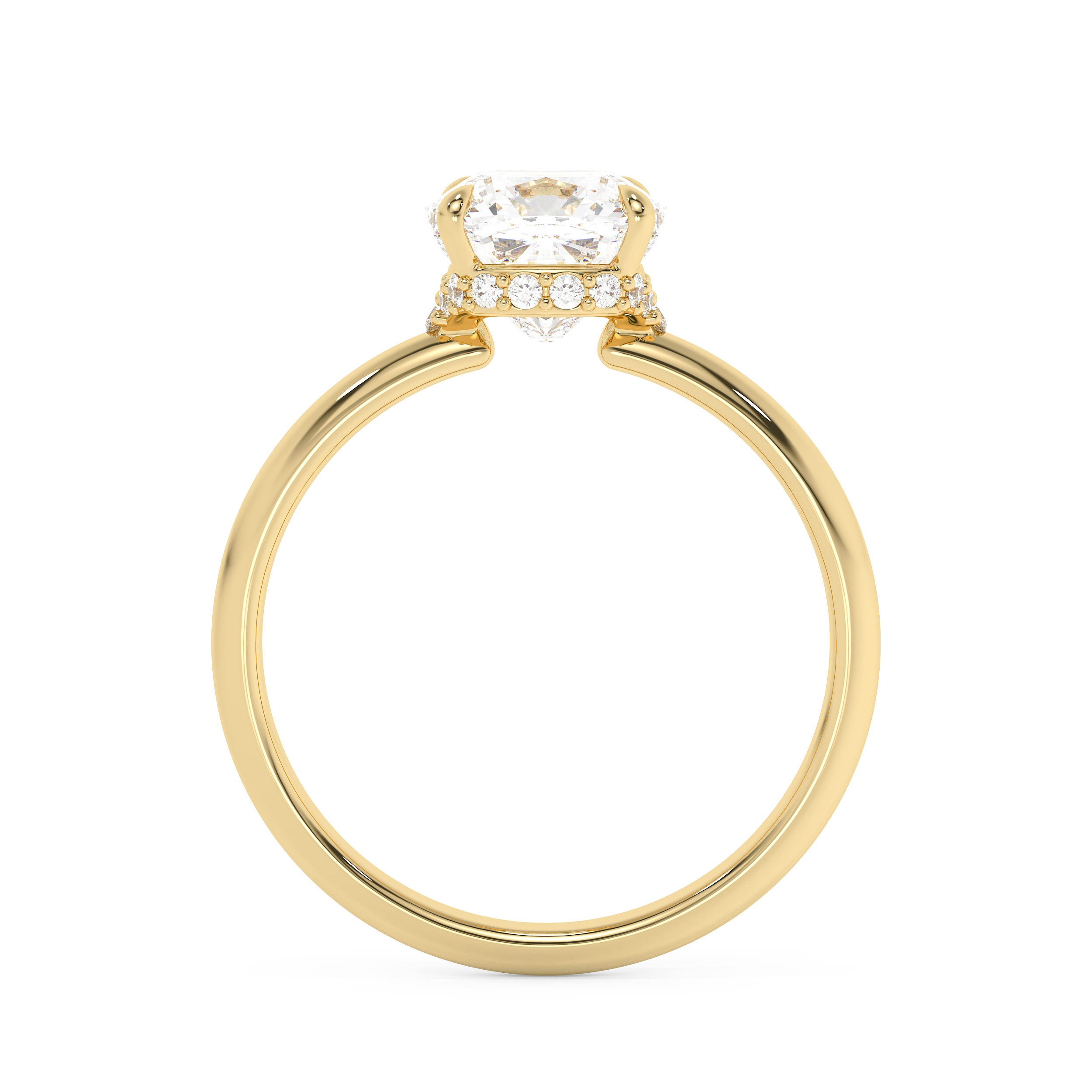 Cushion Hidden Halo Lab Grown Diamond Engagement Ring