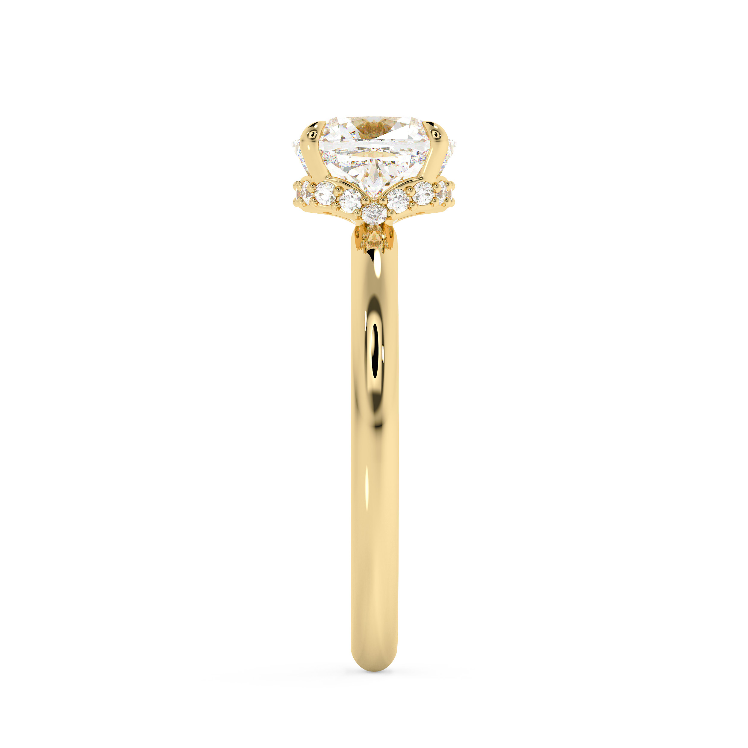 Cushion Hidden Halo Lab Grown Diamond Engagement Ring