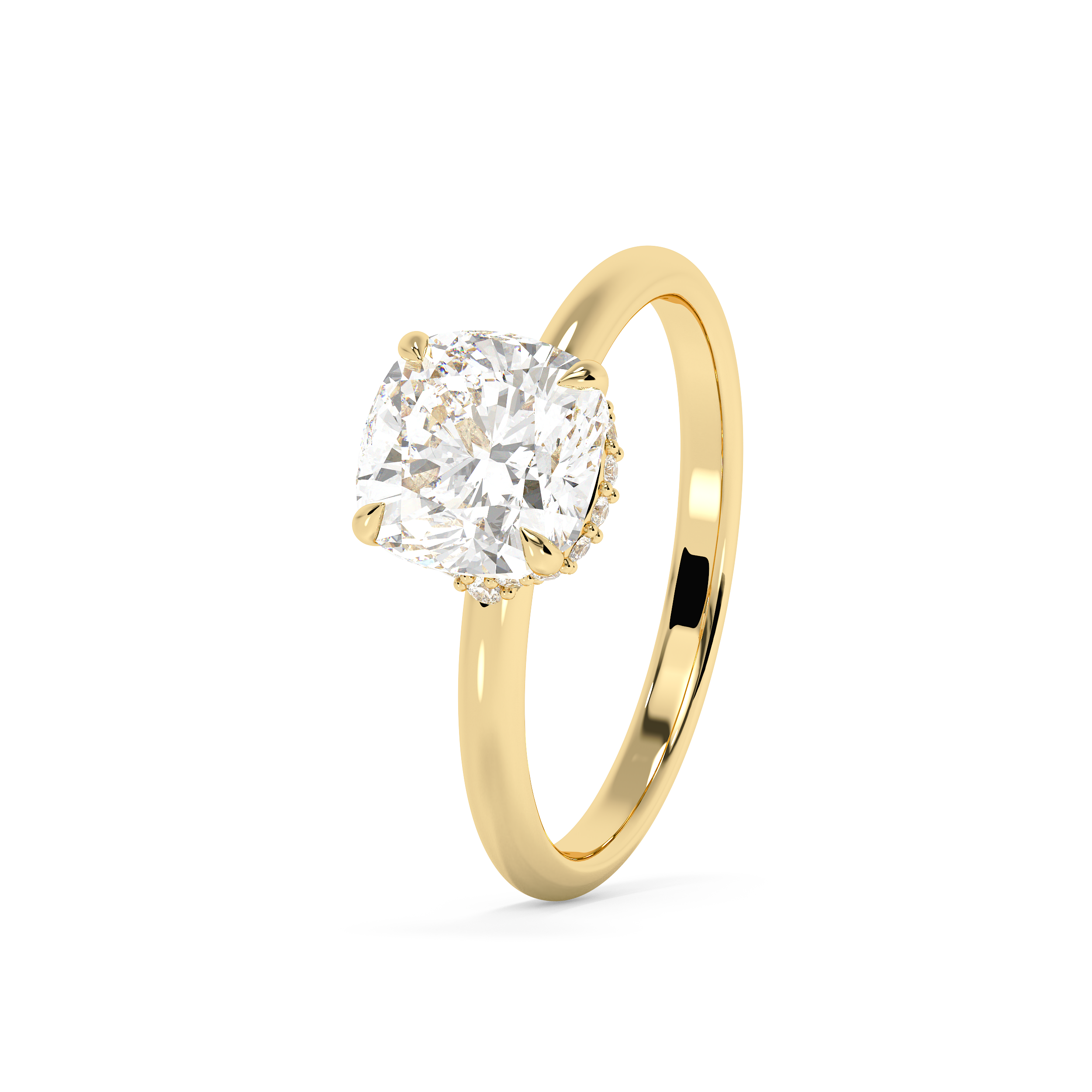 Cushion Hidden Halo Lab Grown Diamond Engagement Ring