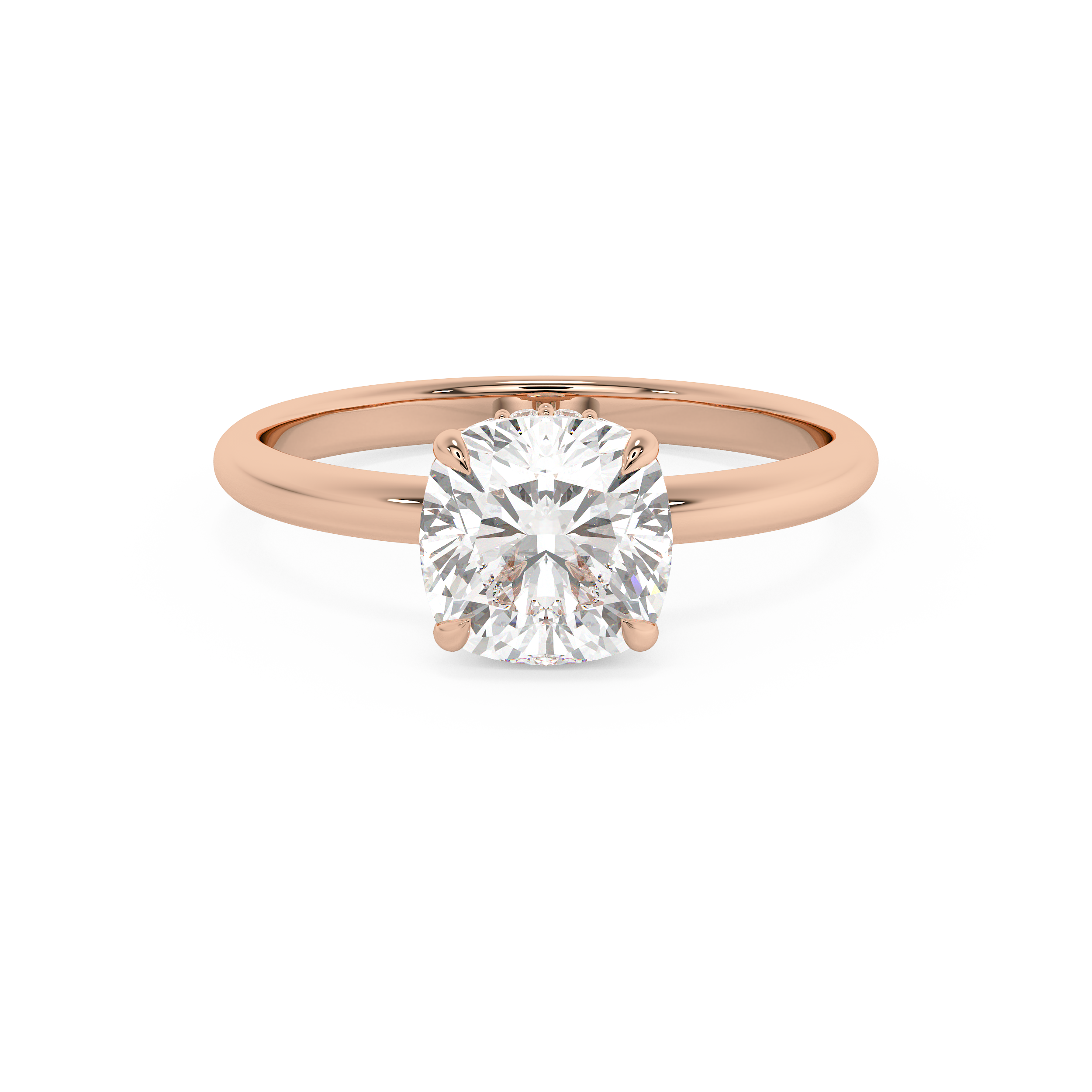 Cushion Hidden Halo Lab Grown Diamond Engagement Ring
