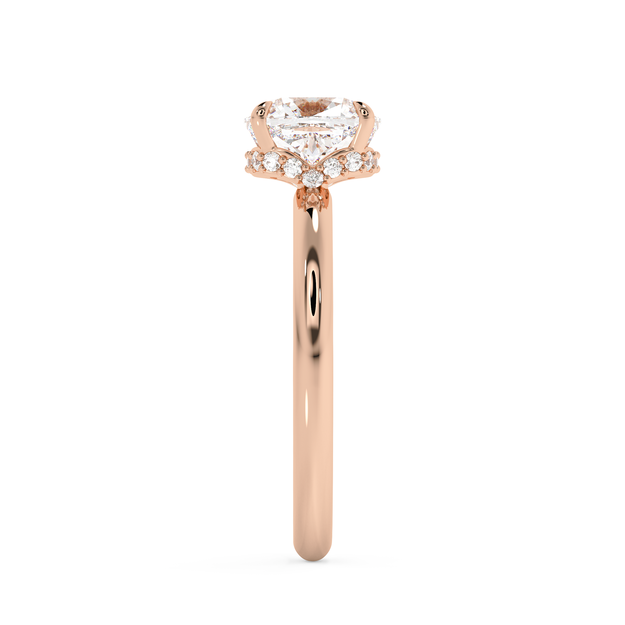 Cushion Hidden Halo Lab Grown Diamond Engagement Ring