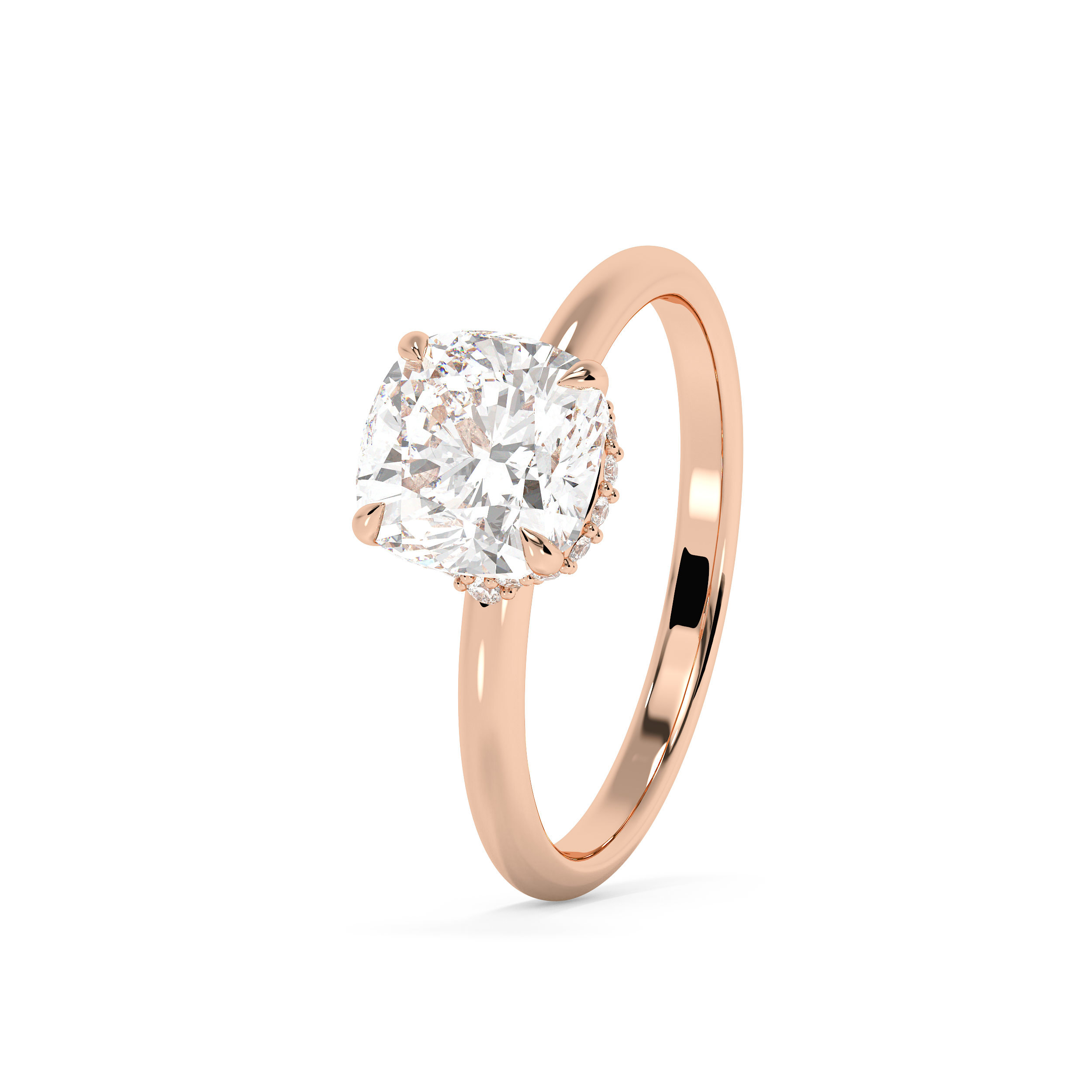 Cushion Hidden Halo Lab Grown Diamond Engagement Ring