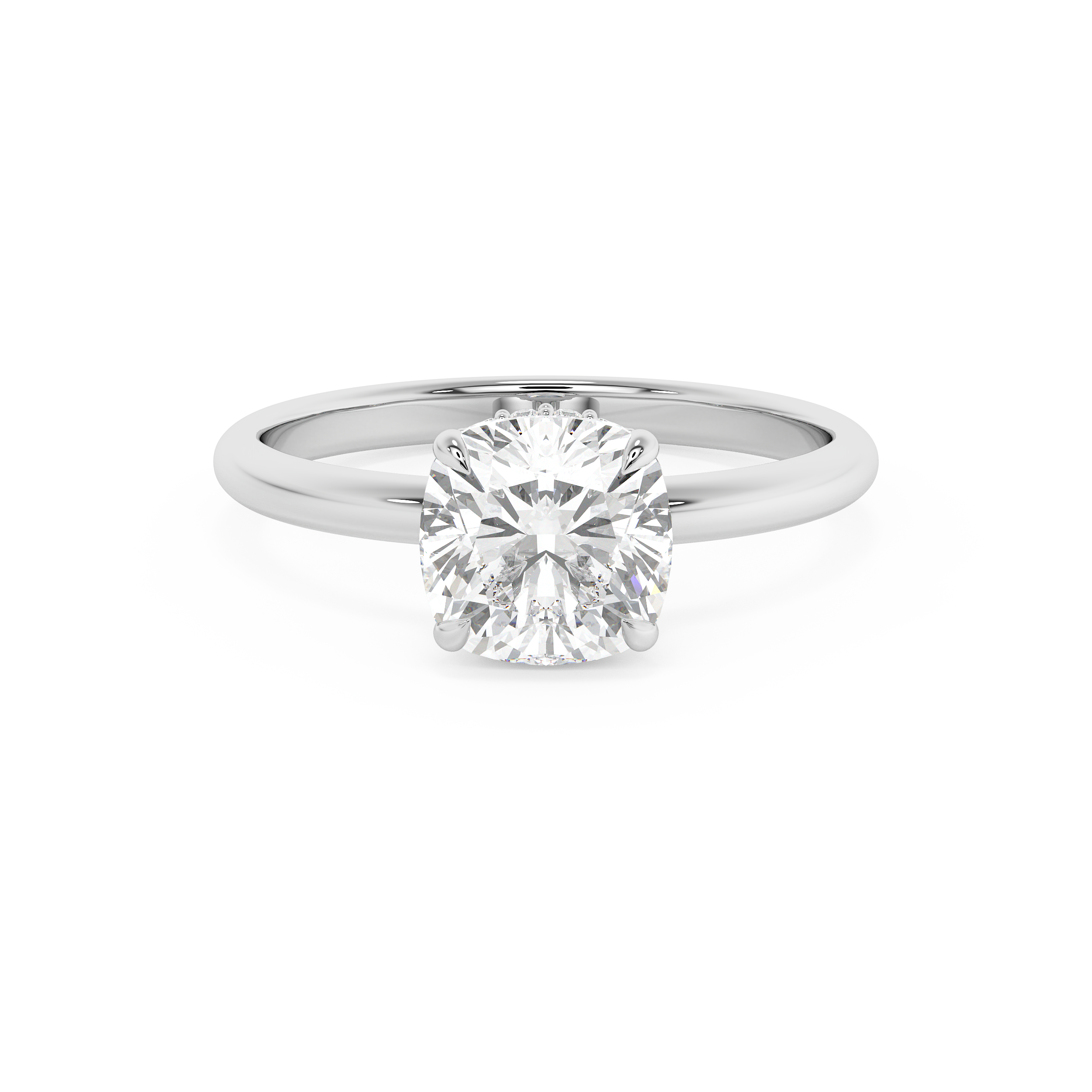 Cushion Hidden Halo Lab Grown Diamond Engagement Ring