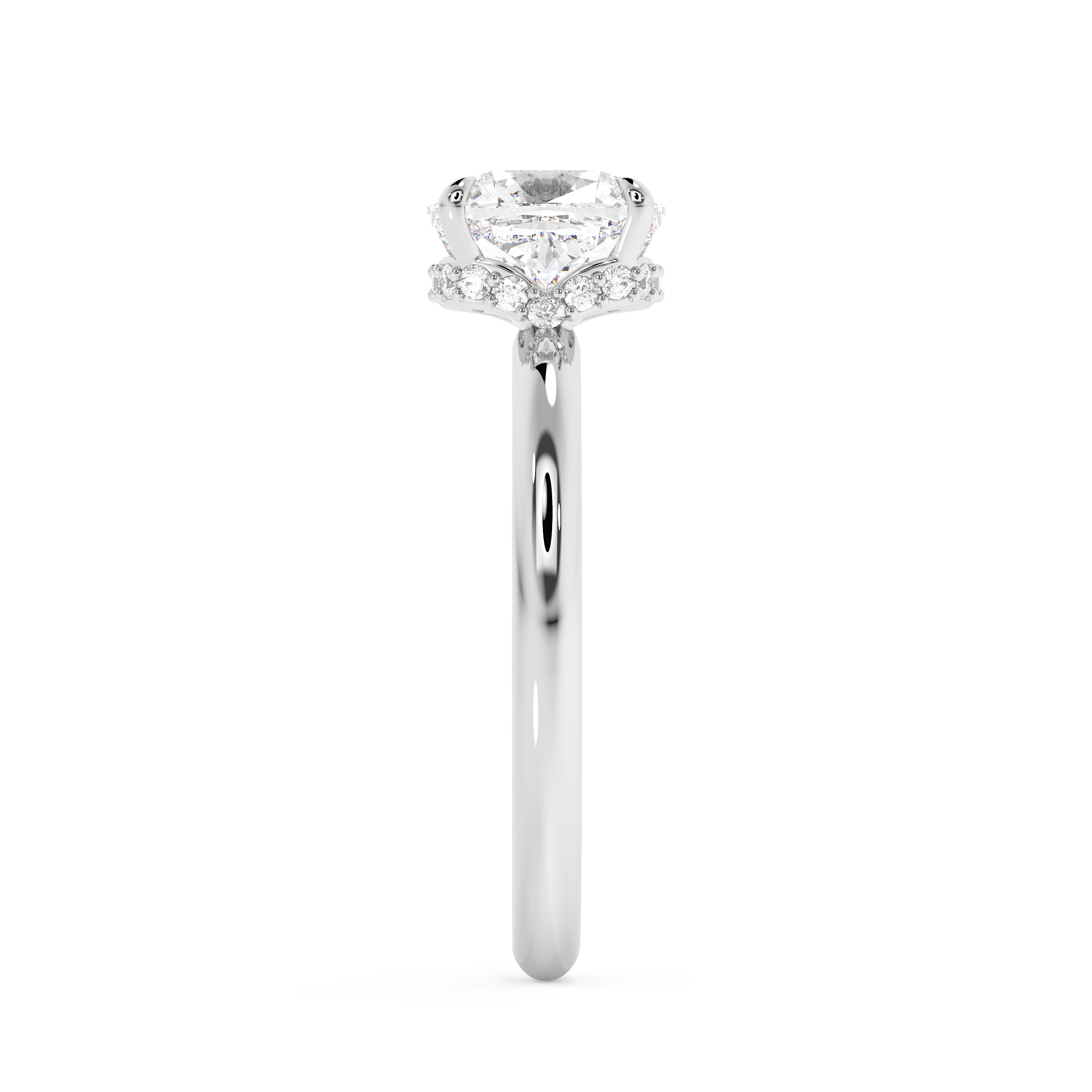 Cushion Hidden Halo Lab Grown Diamond Engagement Ring