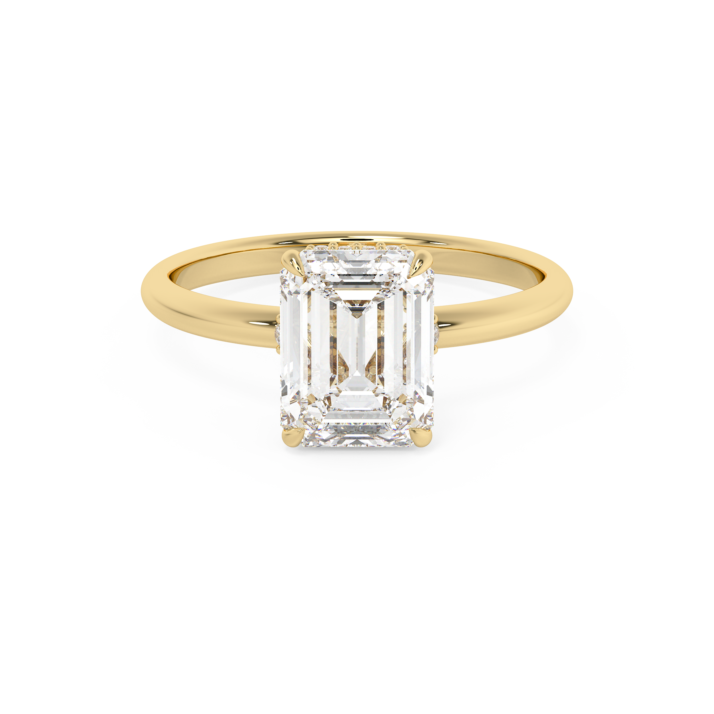 Emerald Hidden Halo Lab Grown Diamond Engagement Ring