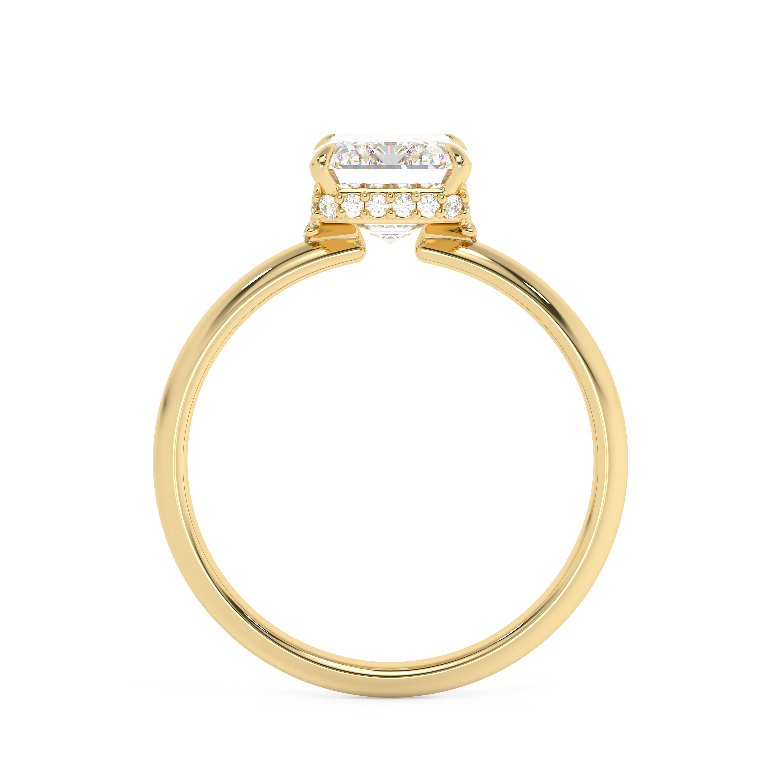 Emerald Hidden Halo Lab Grown Diamond Engagement Ring