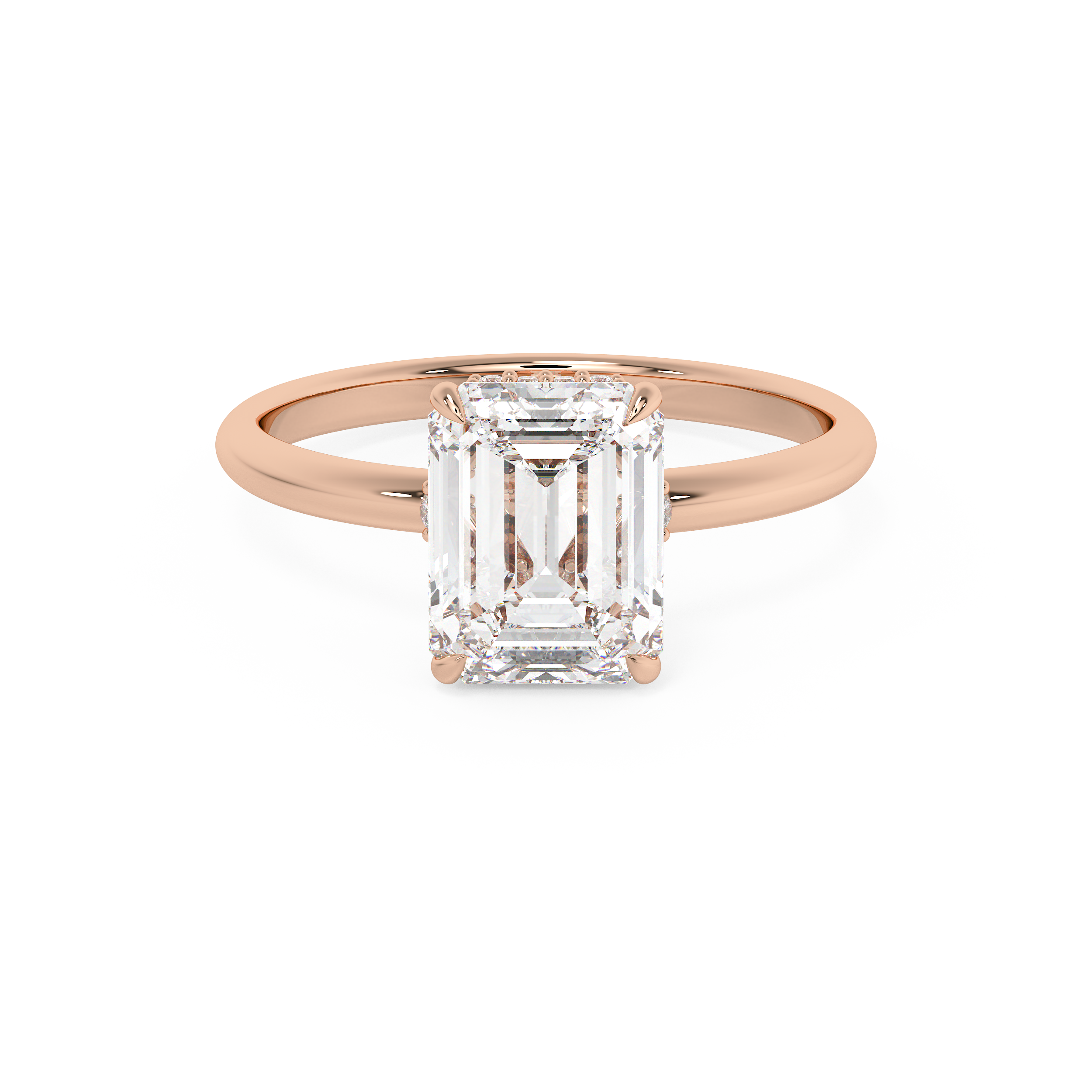 Emerald Hidden Halo Lab Grown Diamond Engagement Ring