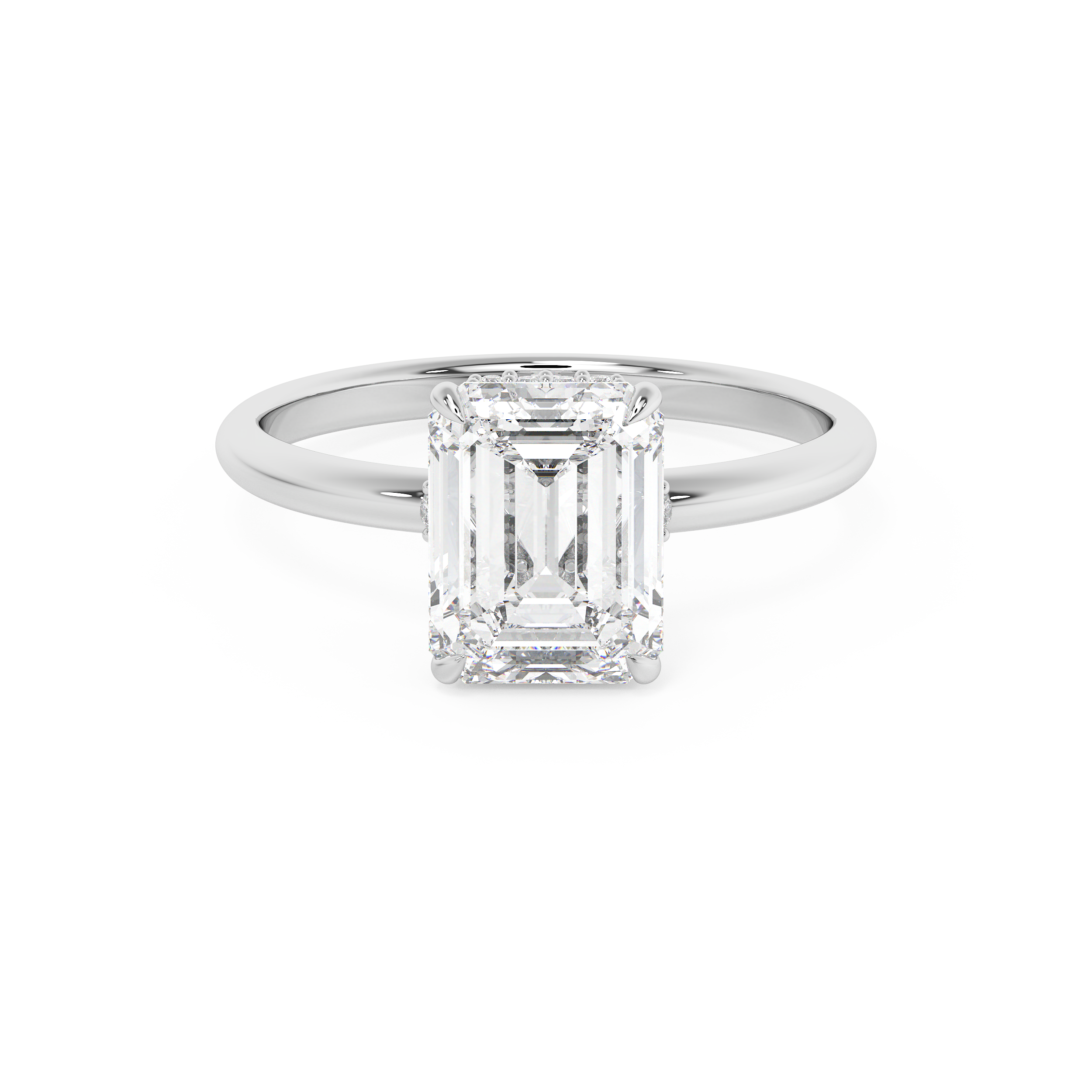Emerald Hidden Halo Lab Grown Diamond Engagement Ring