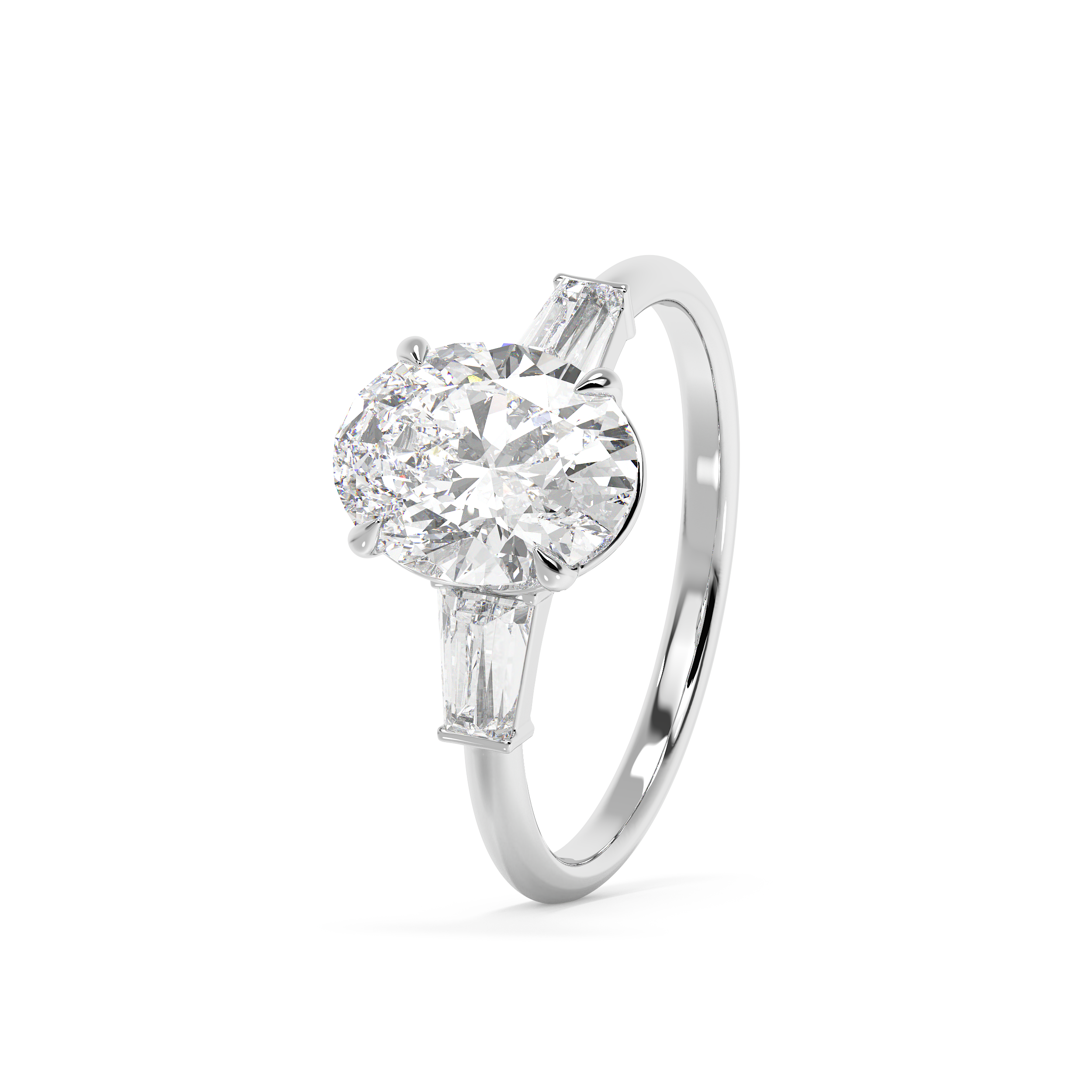 Oval Three Stone Lab Grown Diamond Engagement Ring
