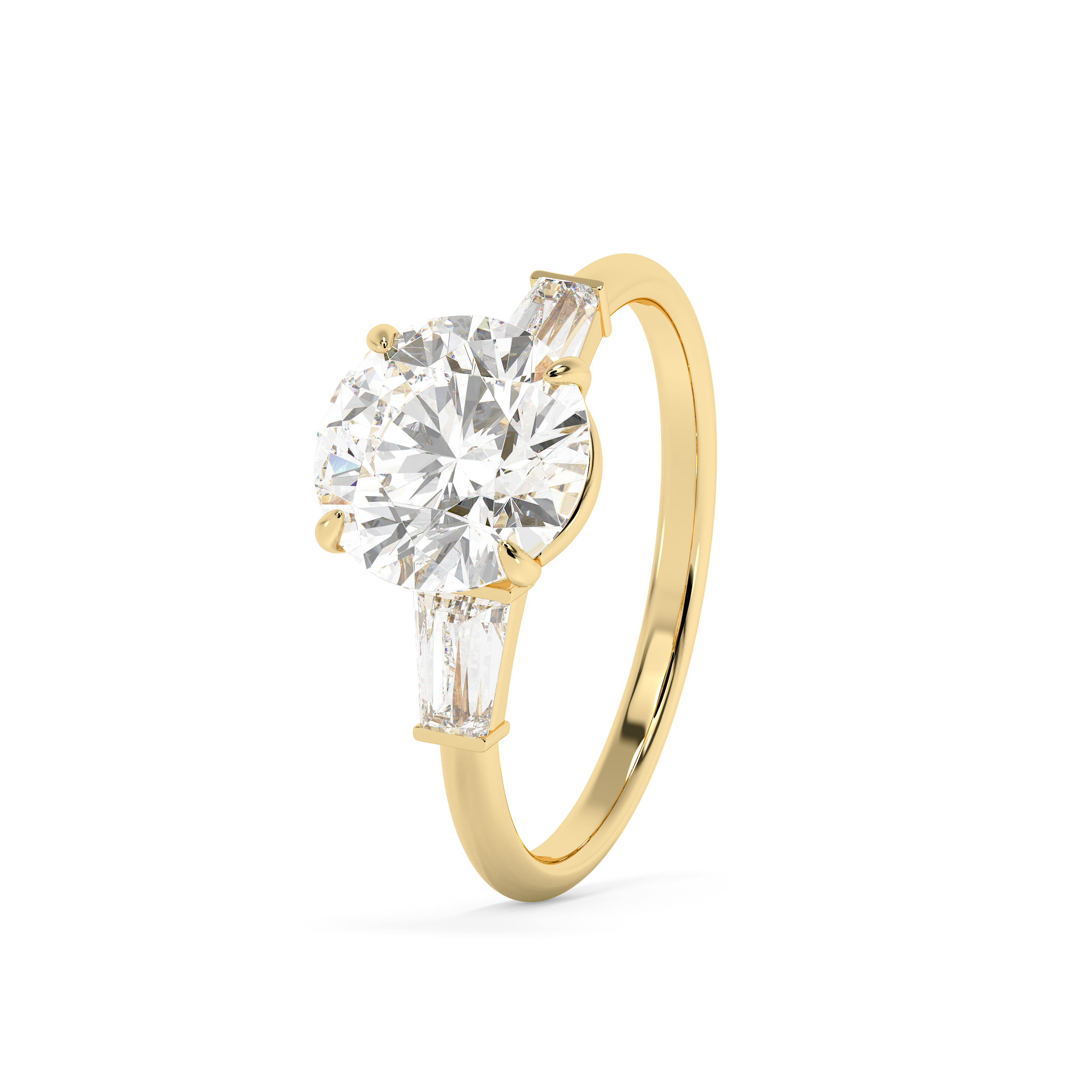 Round Three Stone Lab Grown Diamond Engagement Ring