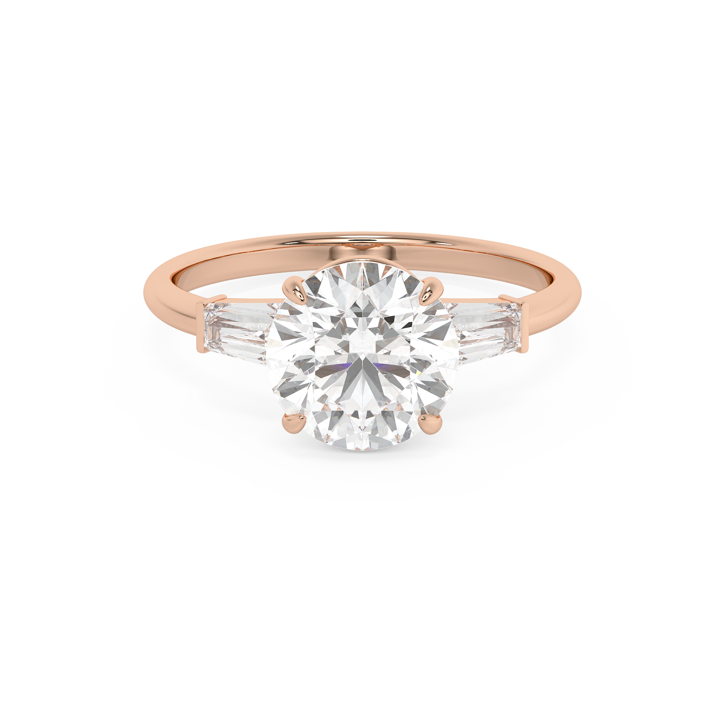 Round Three Stone Lab Grown Diamond Engagement Ring