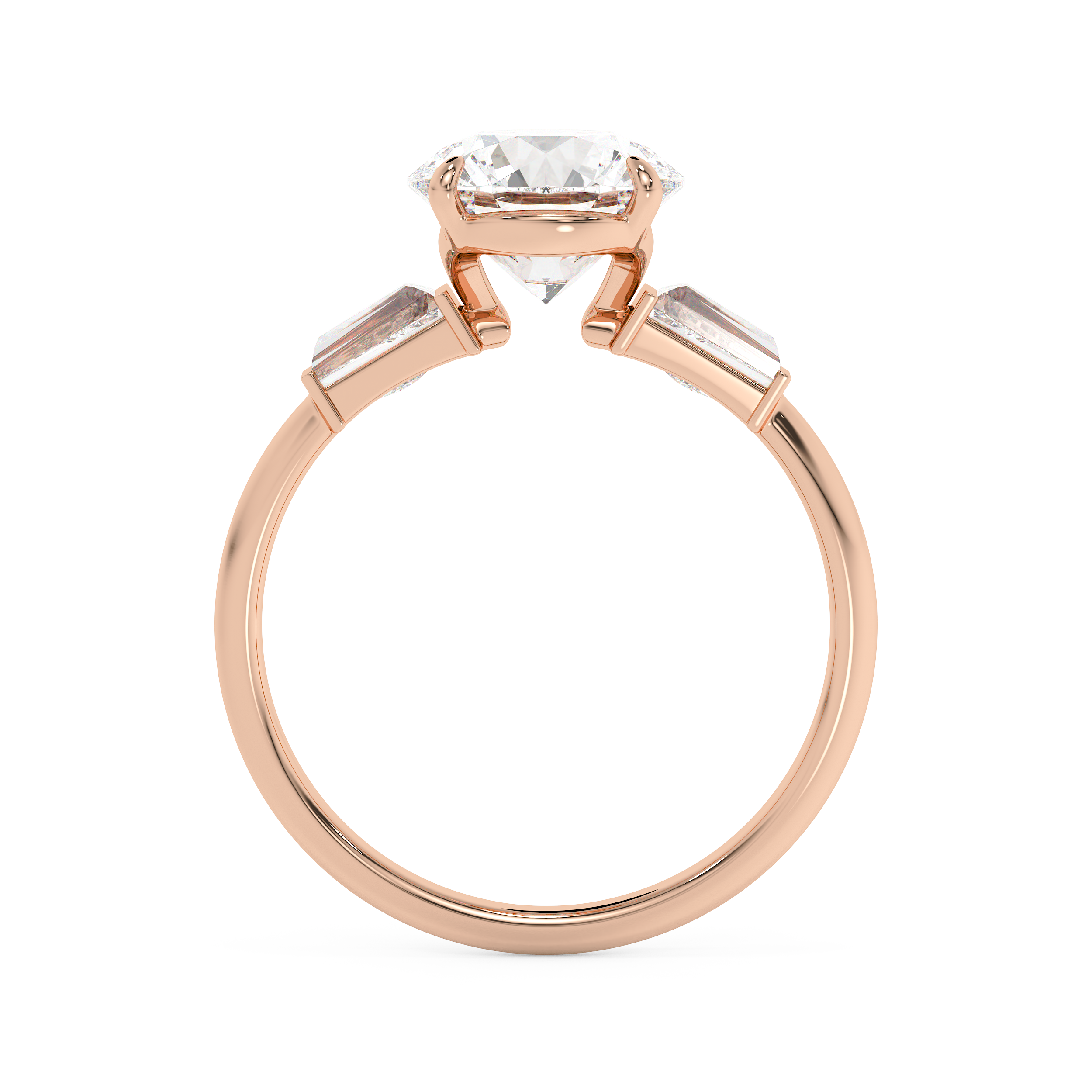 Round Three Stone Lab Grown Diamond Engagement Ring